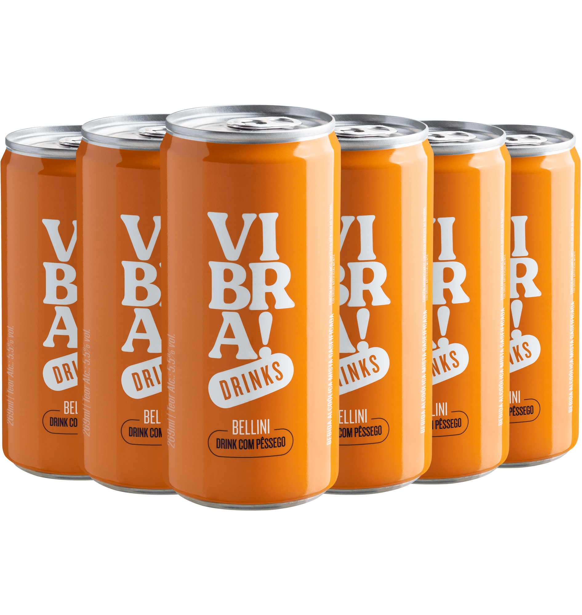 Kit 6 Vibra! Drinks - Bellini | R$16,90 cada lata + Frete Grátis