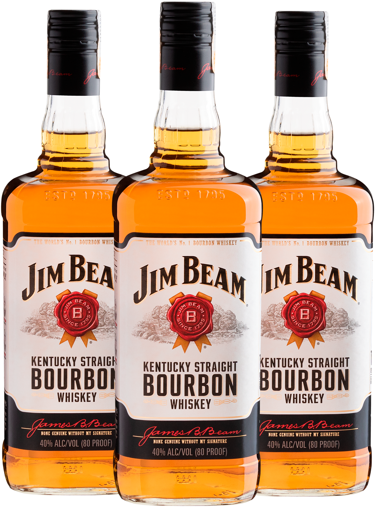 Kit 3 Jim Beam White Kentucky Straight Bourbon Whisky - 1L cada