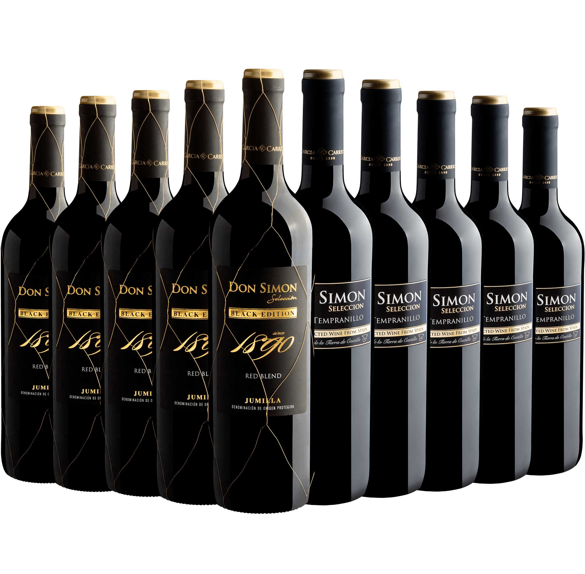 Kit Don Simon: 5 Black Edition + 5 Tempranillo por R$29,90 cada garrafa