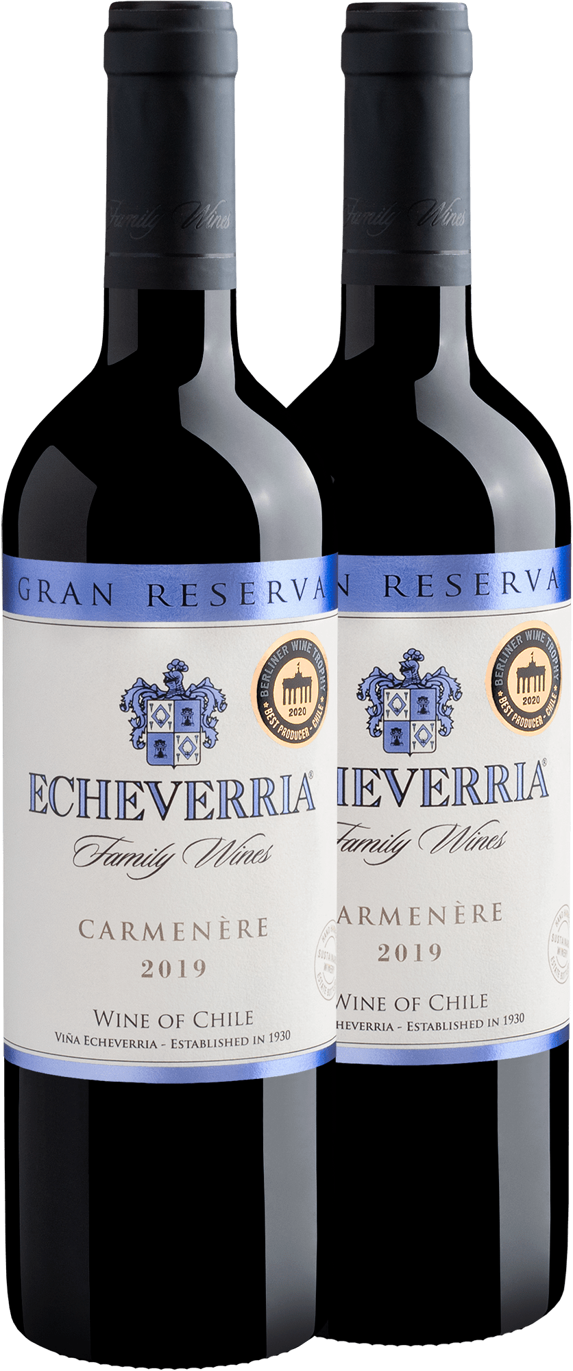 Kit 2 Echeverria Gran Reserva Carménère por R$79,90 cada garrafa