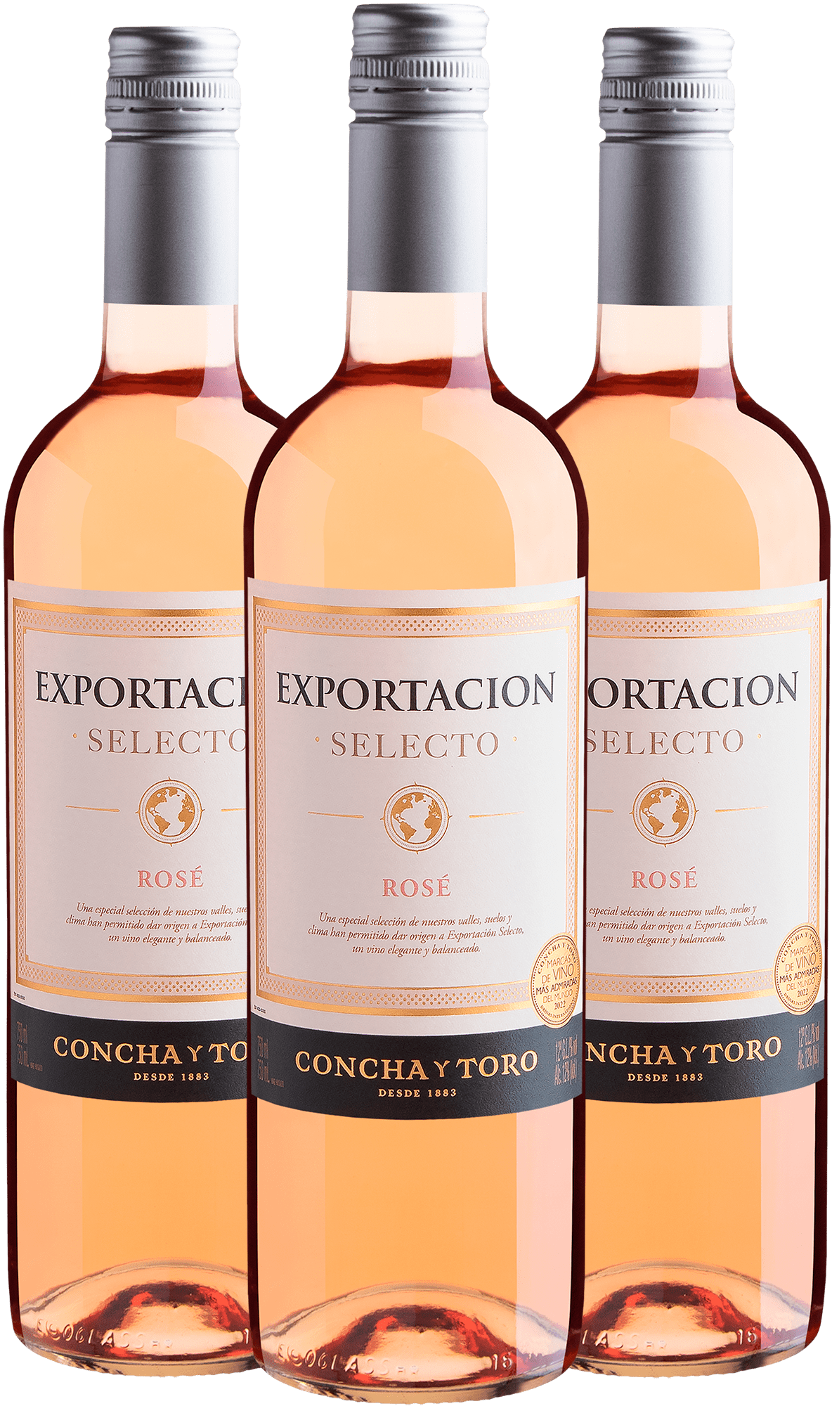 Kit 3 Concha y Toro Exportacion Selecto Rosé por R$34,90 cada garrafa