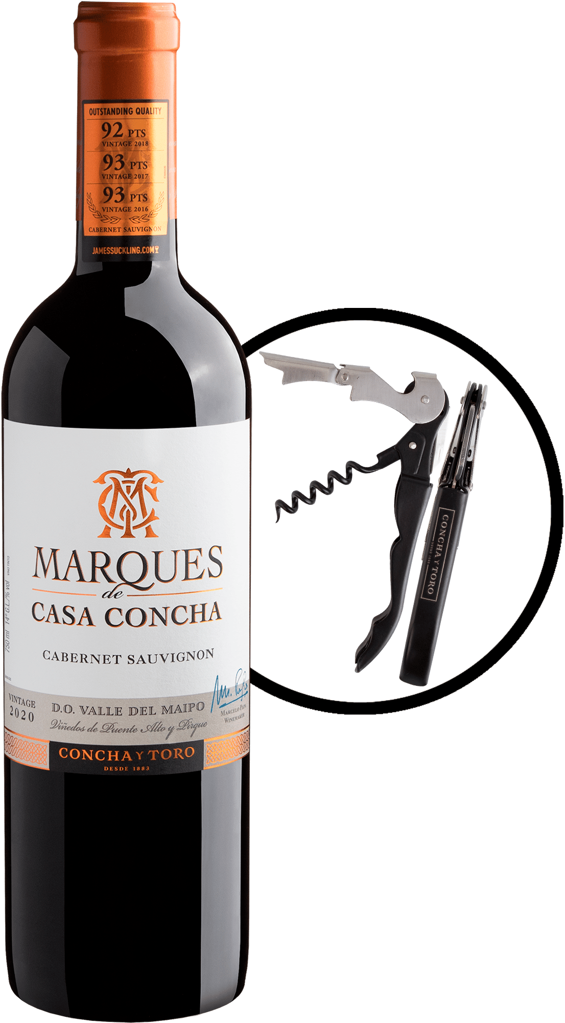 Kit 1 Marques de Casa Concha Cabernet Sauvignon + 1 Saca-Rolhas Exclusivo
