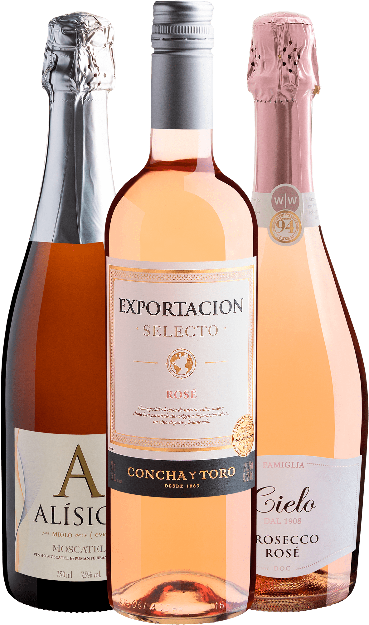 Kit para Adoçar a Vida: 2 Rosés + 1 Espumante Branco