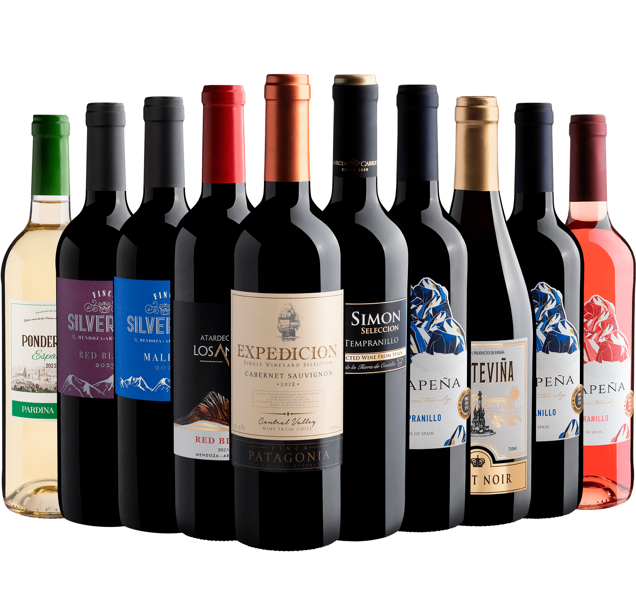 Kit 10 Vinhos por R$25,90 cada garrafa