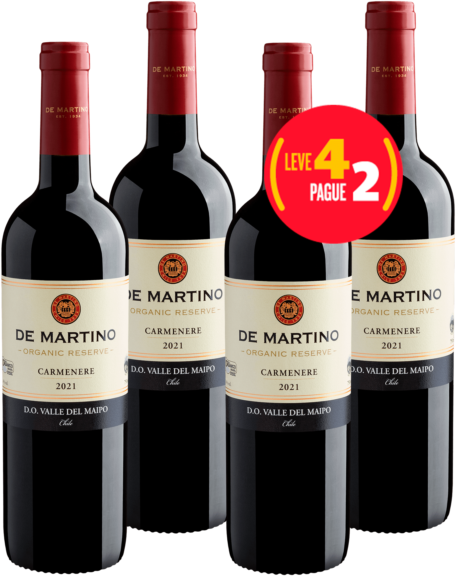 Leve 4 Pague 2 De Martino Organic Reserve Carménère Valle del Maipo D.O.