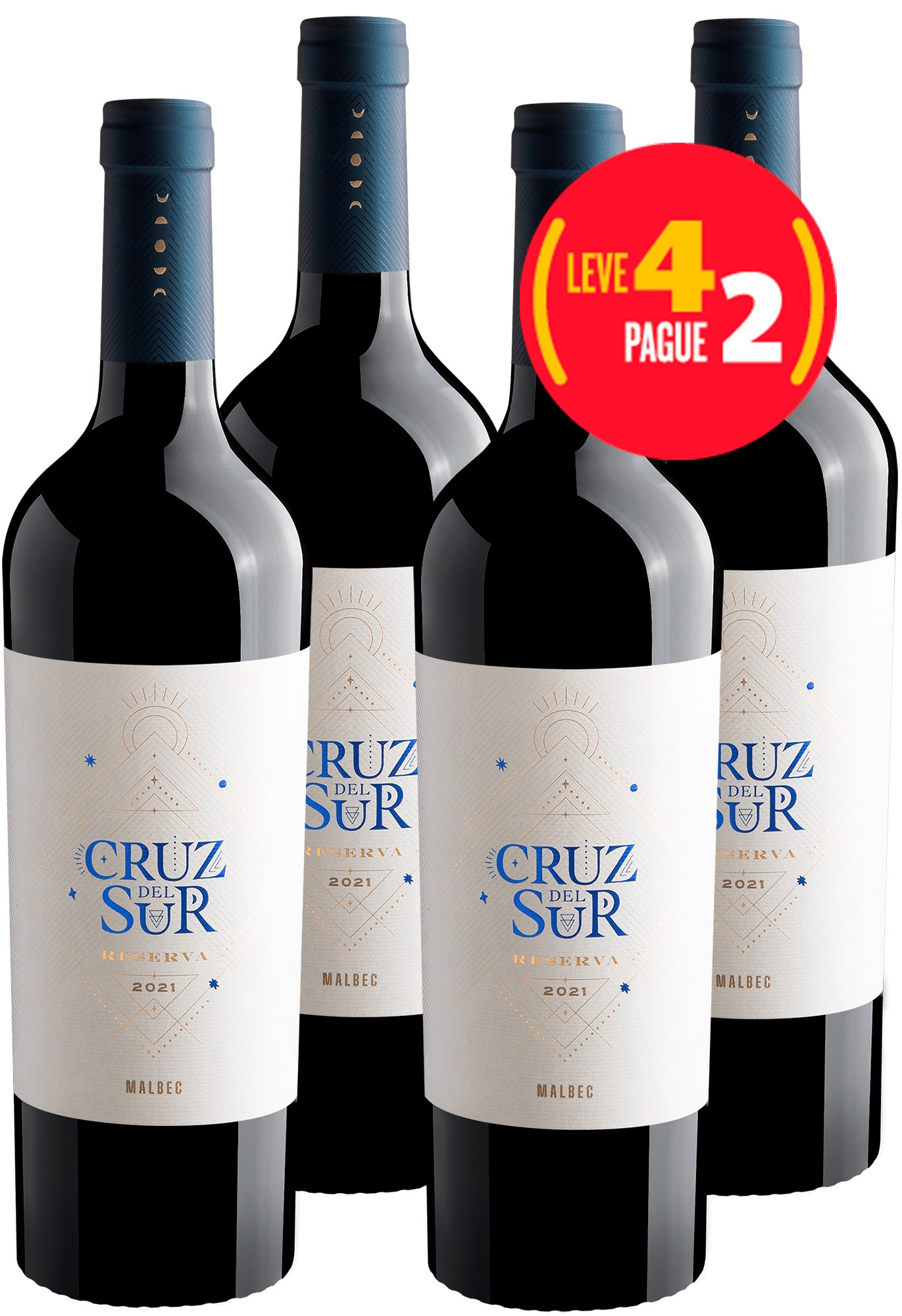 Kit Leve 4 Pague 2 Cruz Del Sur Malbec Reserva