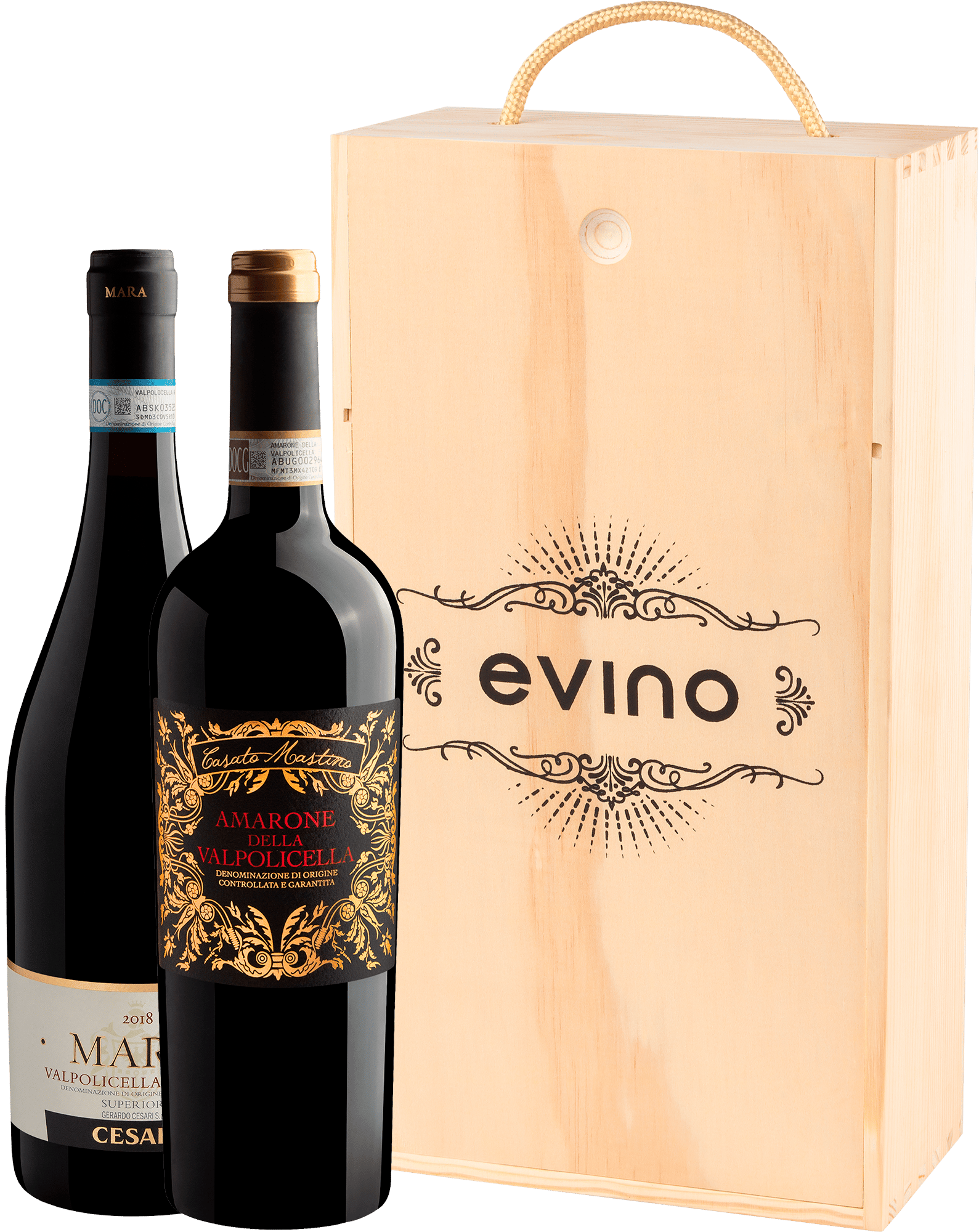 Kit 2 Tintos Intensos de Valpolicella + Caixa de Madeira