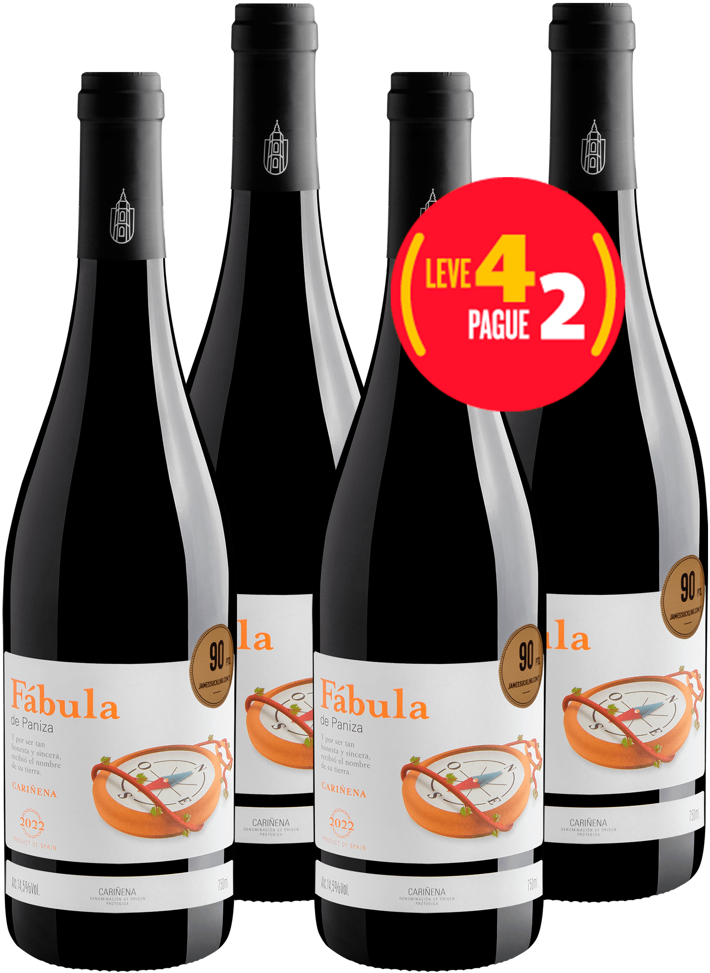 Leve 4 Pague 2 Fábula de Paniza Cariñena DOP | R$49,95 por garrafa