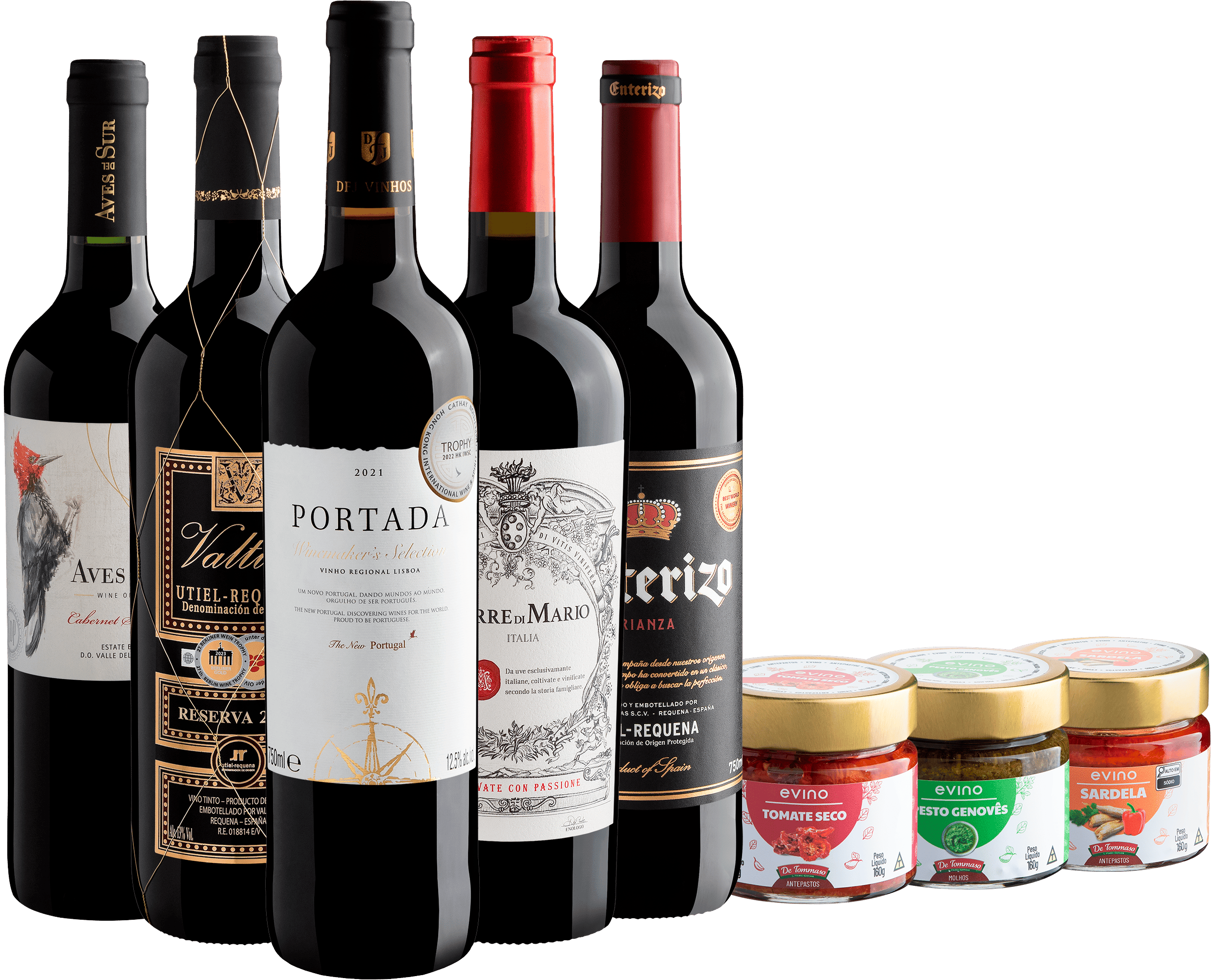 Kit Degustação | 5 Tintos + 3 Antepastos De Tommaso Exclusivo