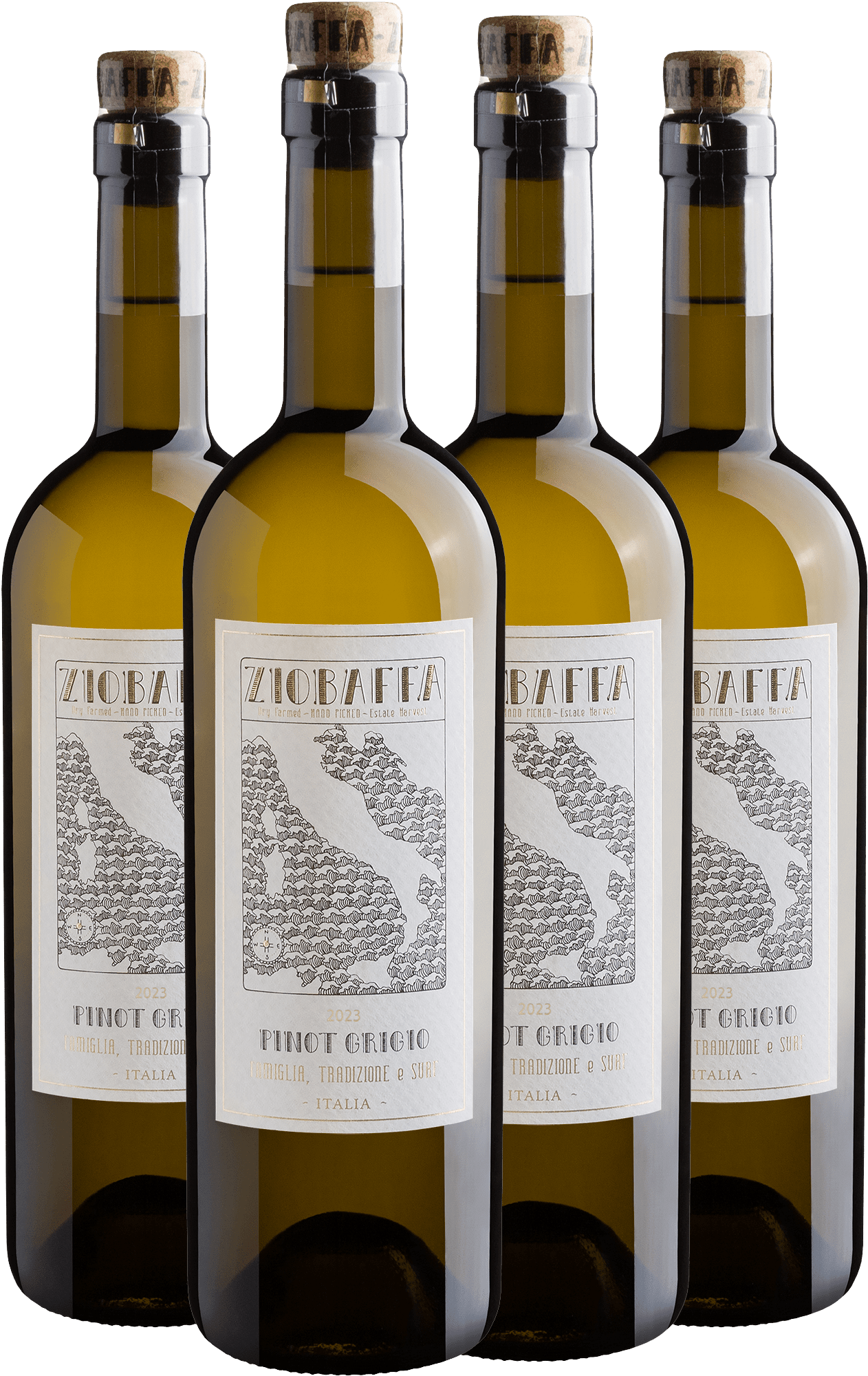 Kit 4 ZioBaffa Pinot Grigio Terre Siciliane IGT por R$64,90 cada garrafa