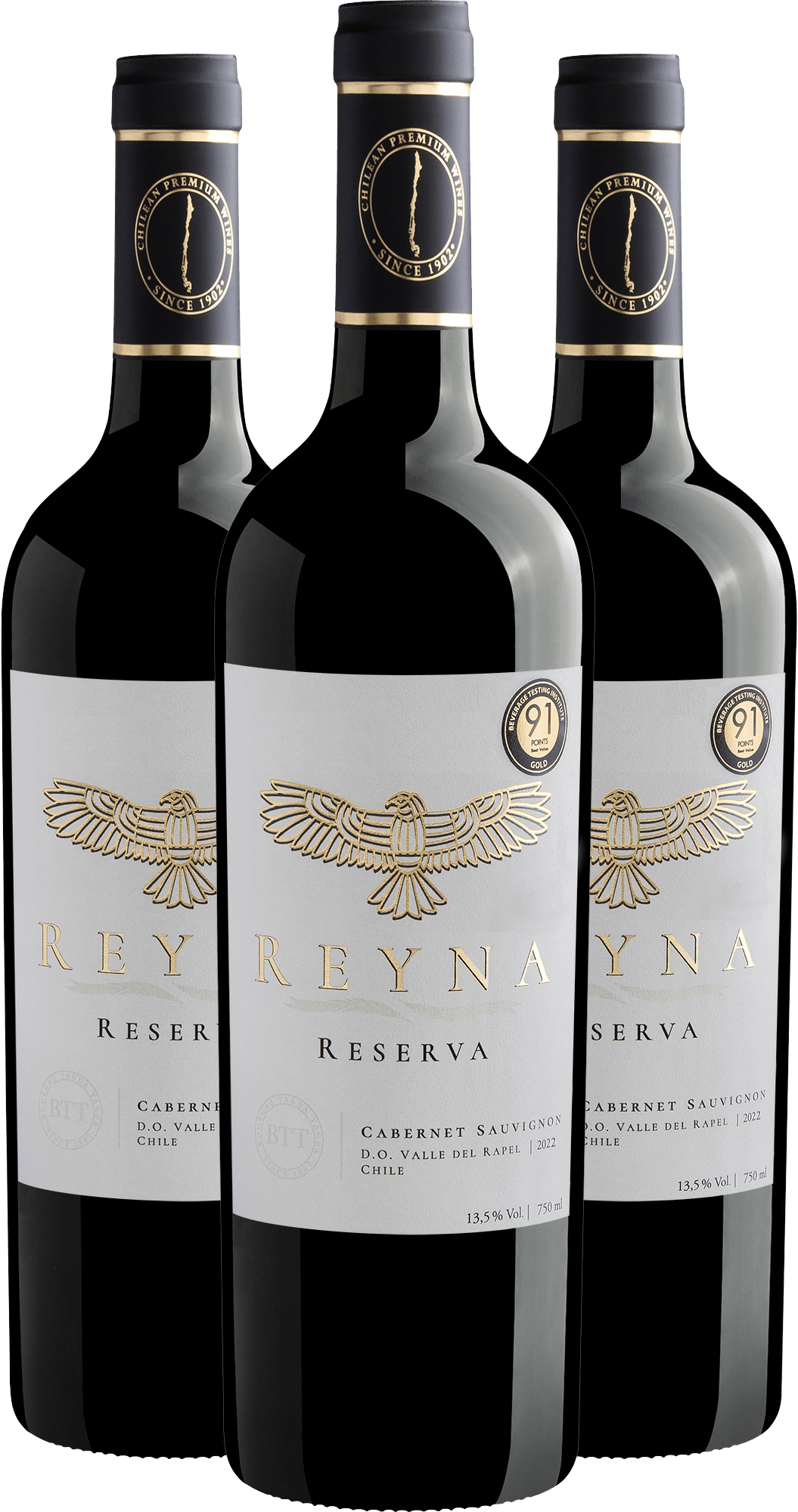 Kit 3 Reyna Reserva Cabernet Sauvignon Valle del Rapel D.O.