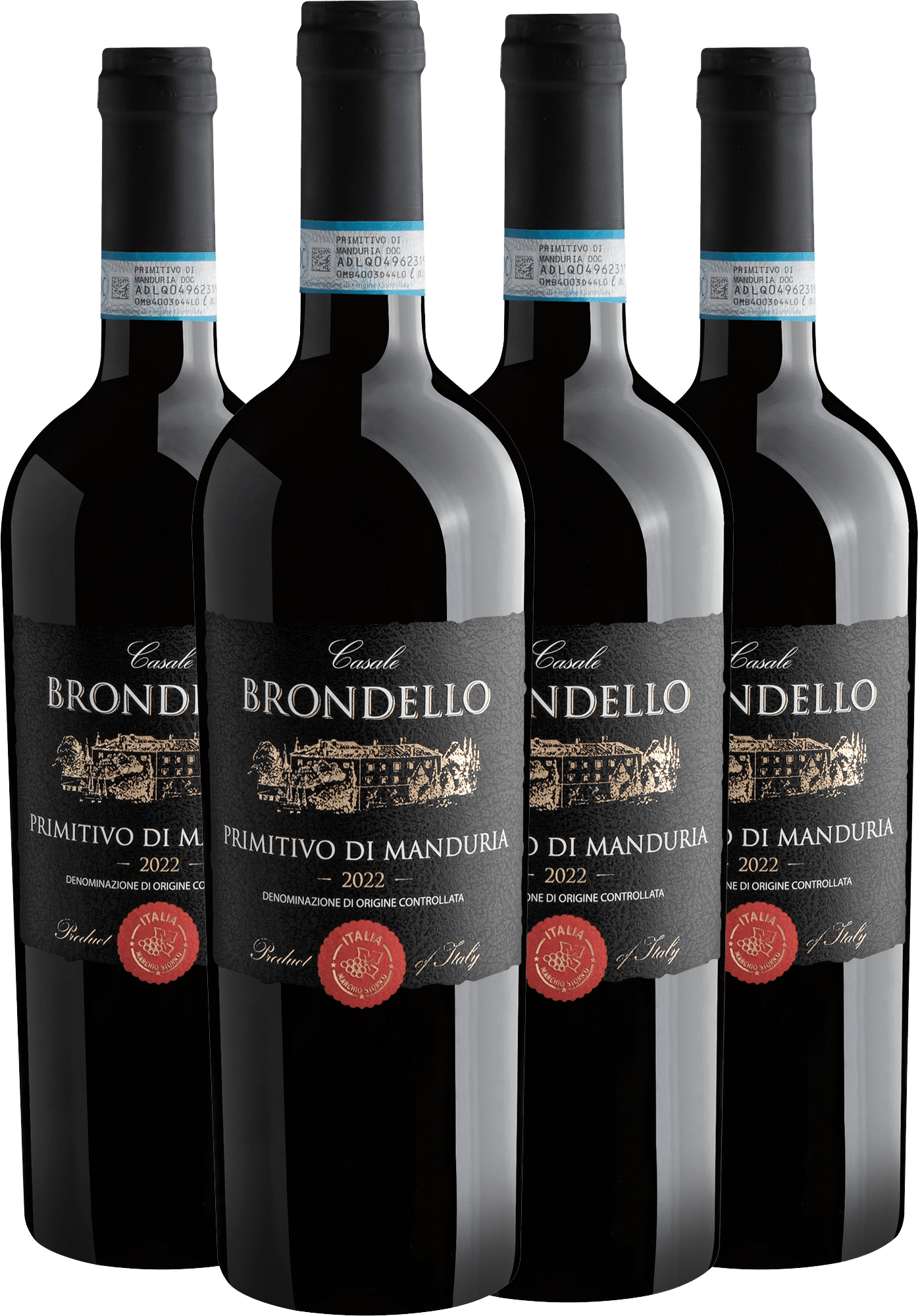 Kit 4 Casale Brondello Primitivo di Manduria DOC por R$99,90 cada garrafa