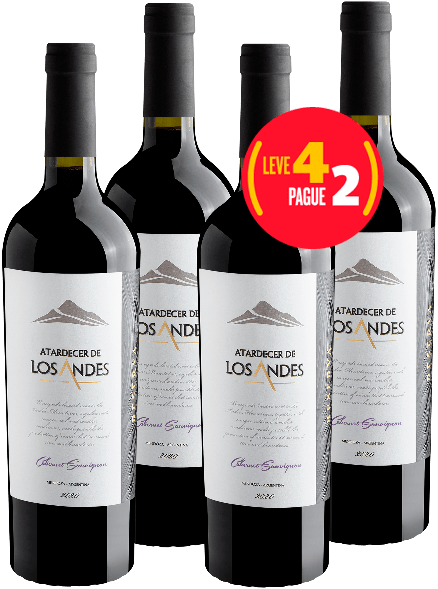 Kit Leve 4 Pague 2 Atardecer de Los Andes Reserva Cabernet Sauvignon