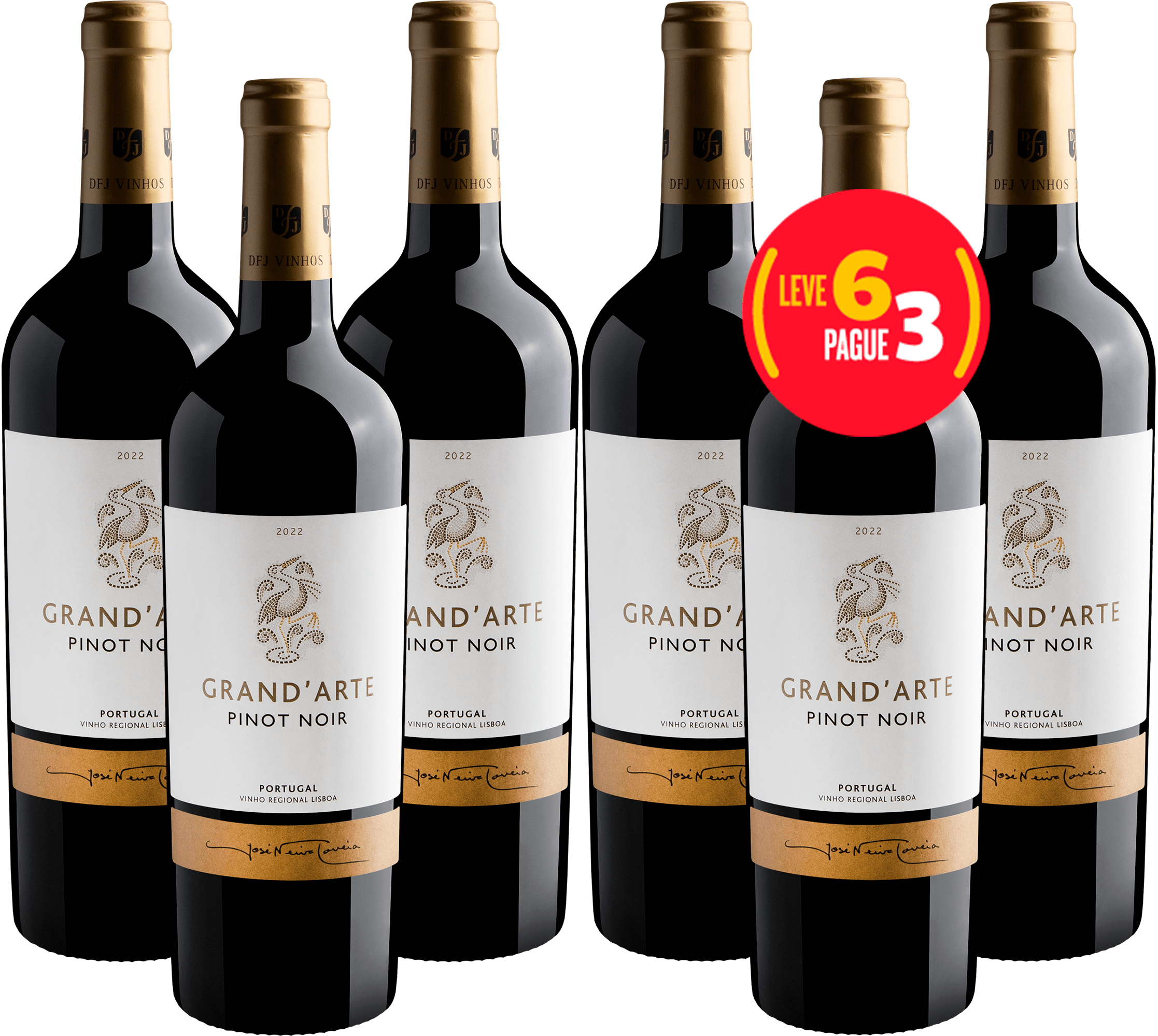 Kit Leve 6 Pague 3 Grand'Arte Pinot Noir Vinho Regional Lisboa