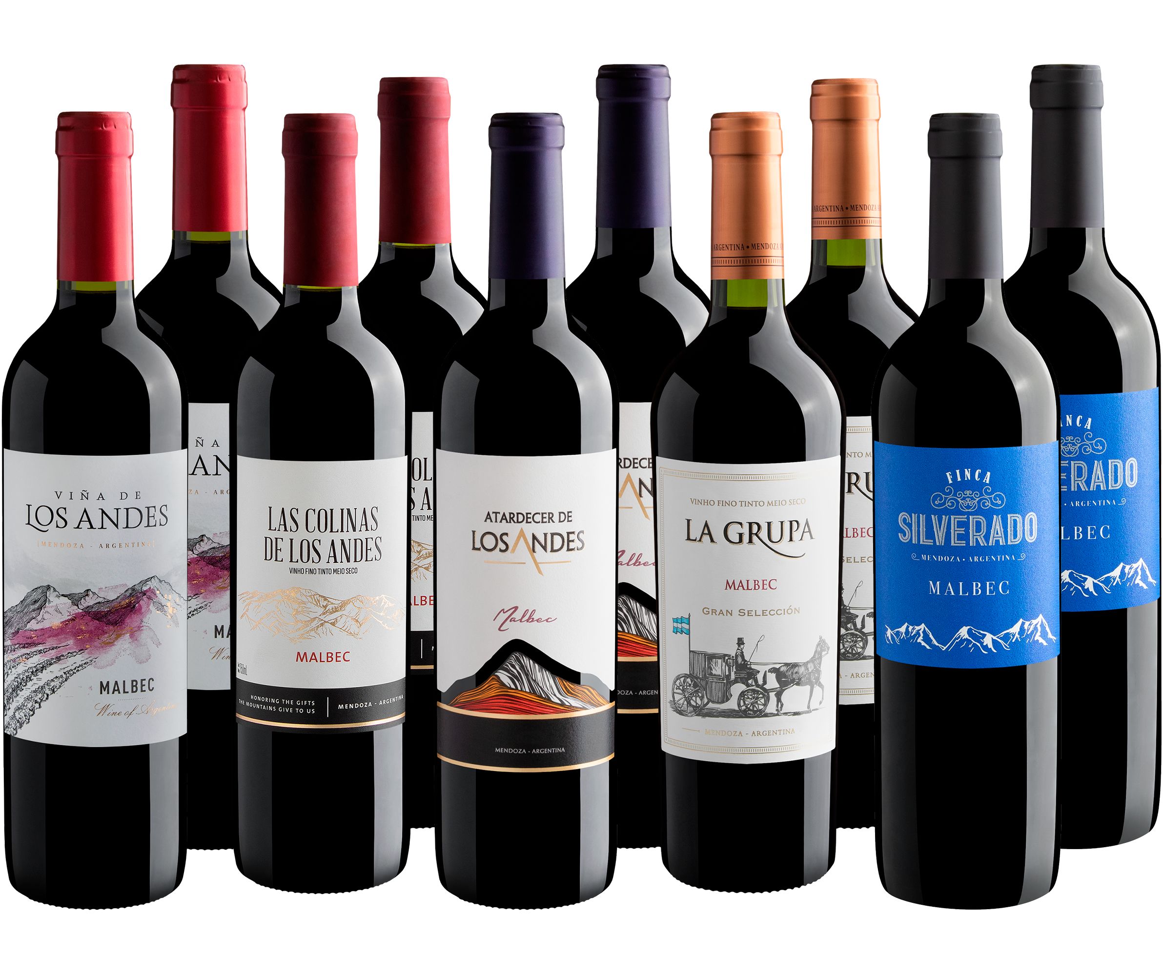 Kit 10 Malbecs por R$27,90 cada garrafa*