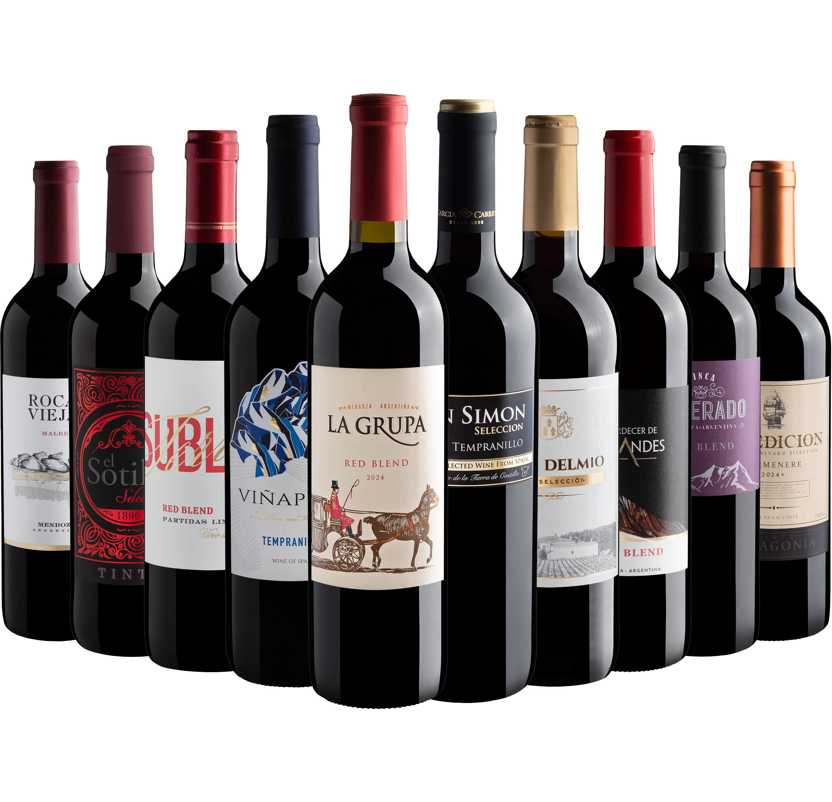Kit 10 Vinhos Tintos por R$24,90 cada garrafa*