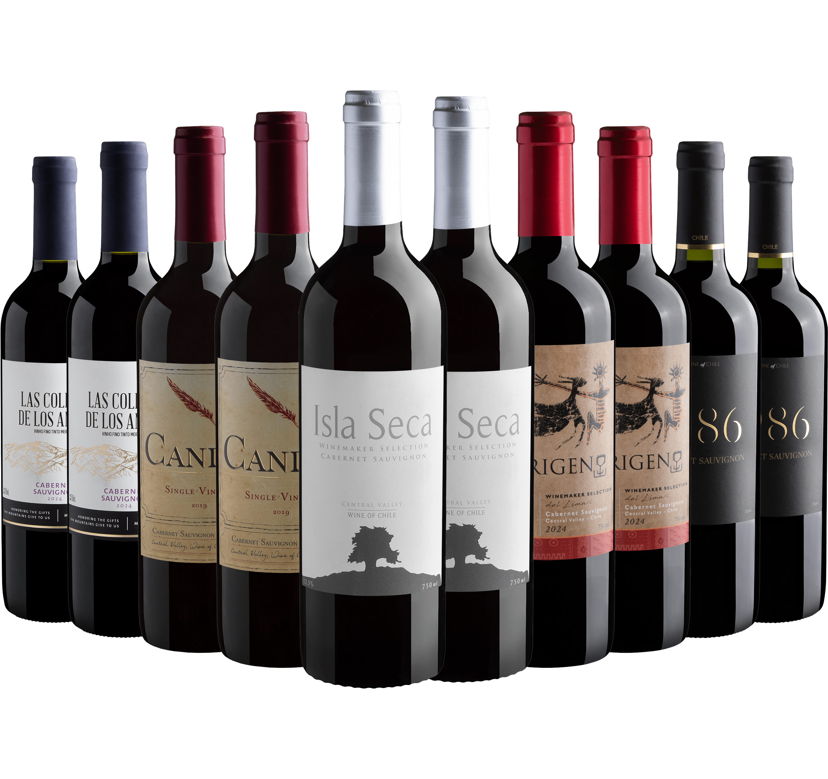 Kit 10 Cabernets Sauvignons por R$26,90 cada garrafa*