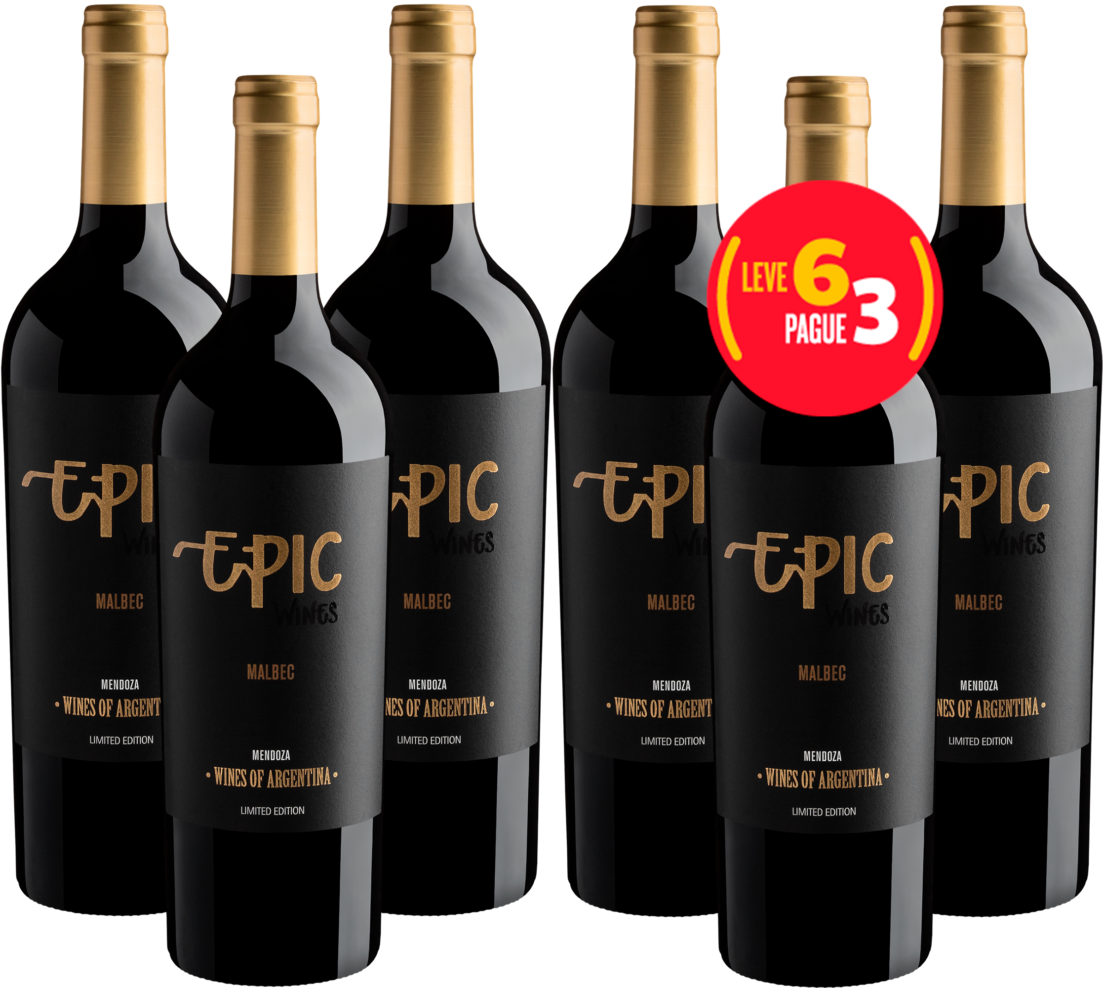 Kit Leve 6 Pague 3 Epic Wines Malbec Limited Edition