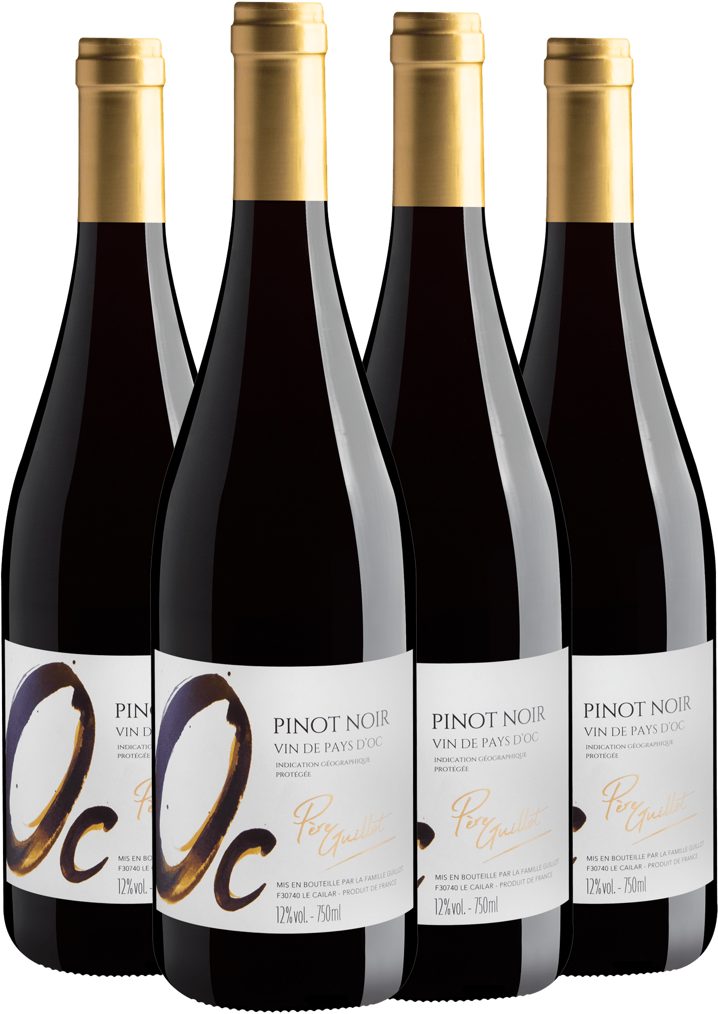 Kit 4 Père Guillot Pinot Noir Pays d'Oc IGP por R$54,90 cada garrafa