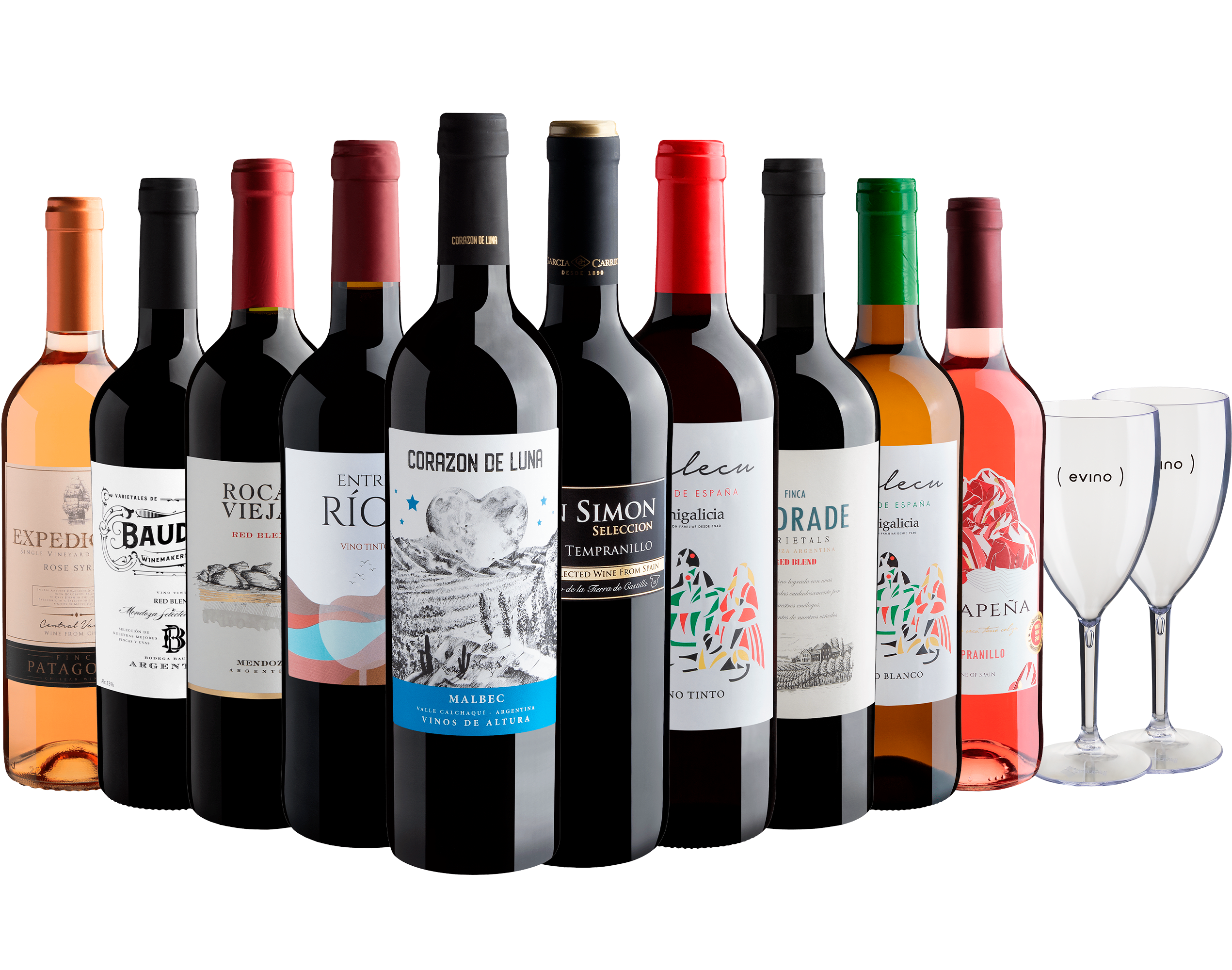 Kit 10 Vinhos por R$28,90 cada garrafa + 2 Taças Grátis*