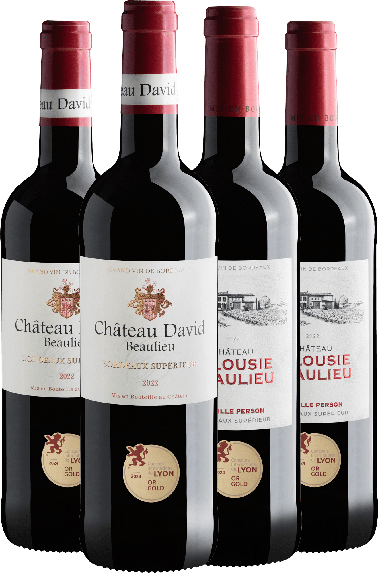 Kit Bordeaux Supérieur | 2 Château Jalousie + 2 Château David por R$84,90 cada garrafa