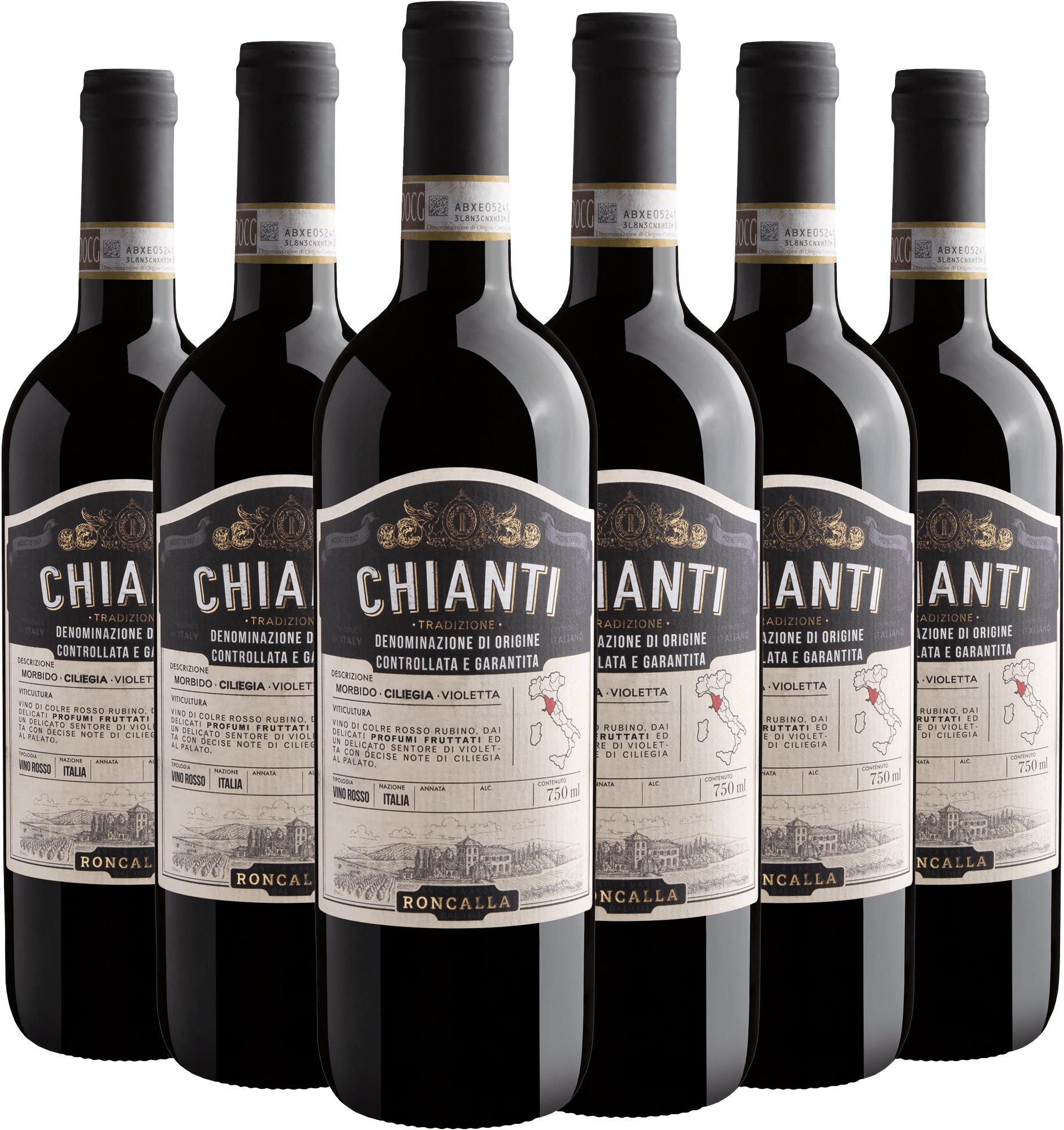 Kit 6 Roncalla Tradizione Chianti DOCG por R$54,90 cada garrafa