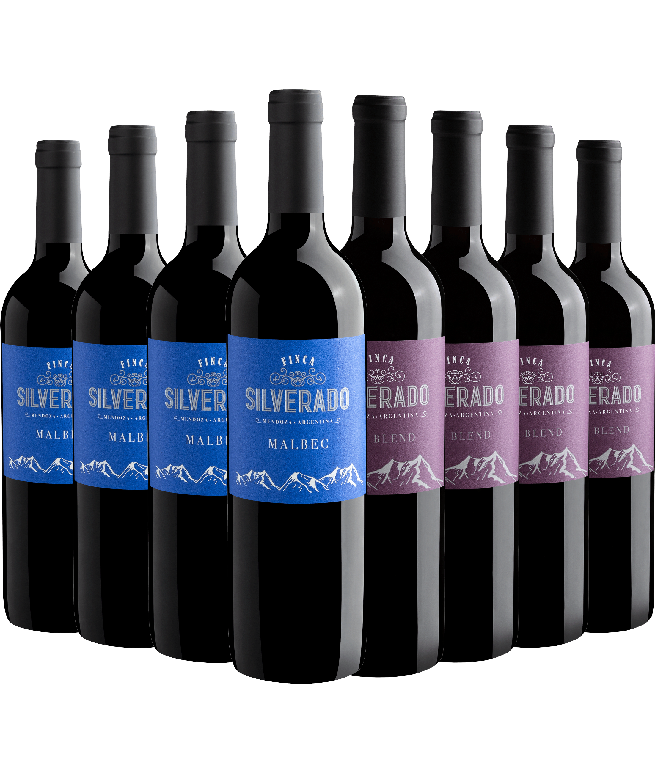 Kit Finca Silverado: 4 Malbecs + 4 Red Blend por R$26,90 cada garrafa*