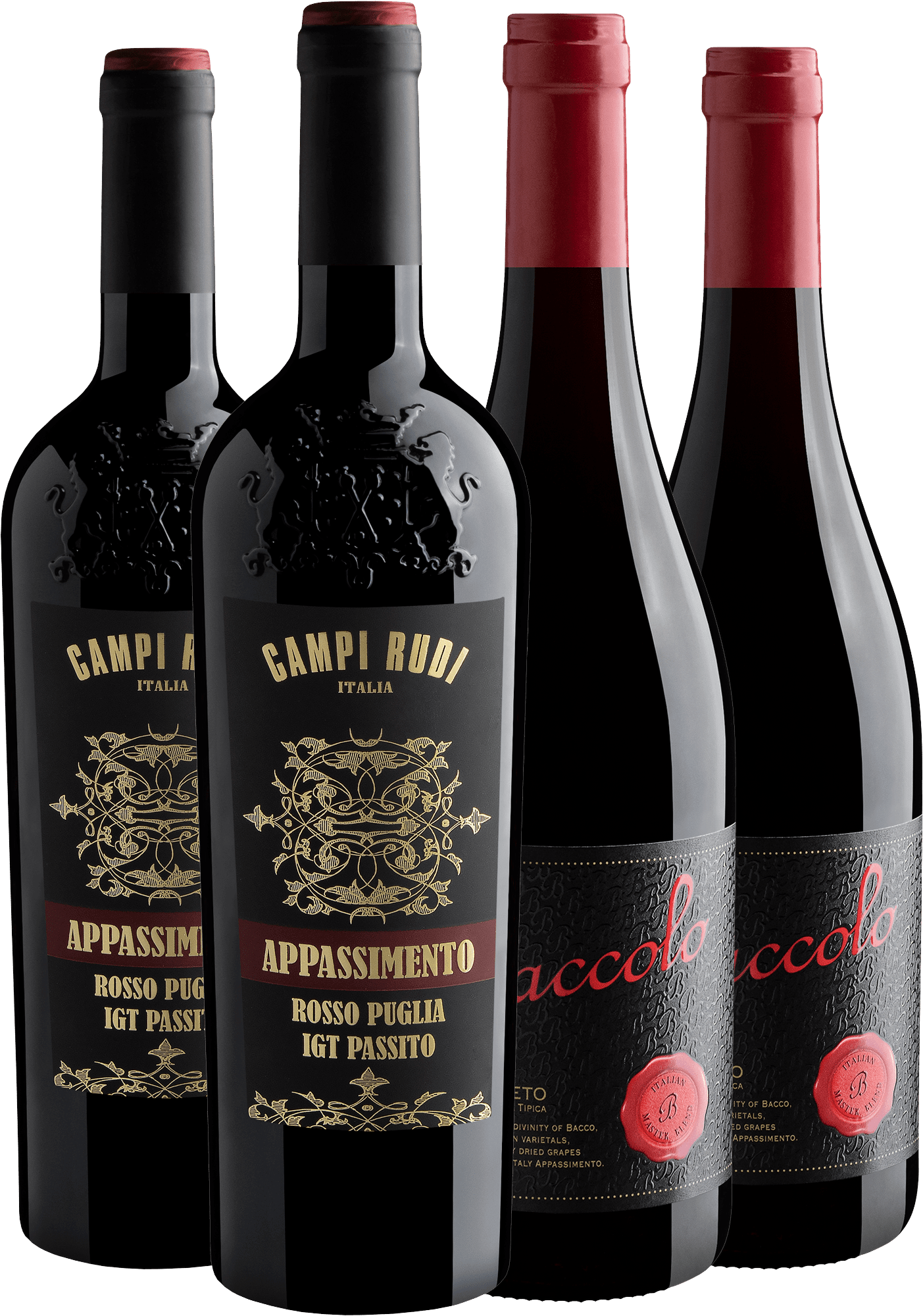 Kit Appassimento | 2 Campi Rudi + 2 Baccolo por R$79,90 cada garrafa