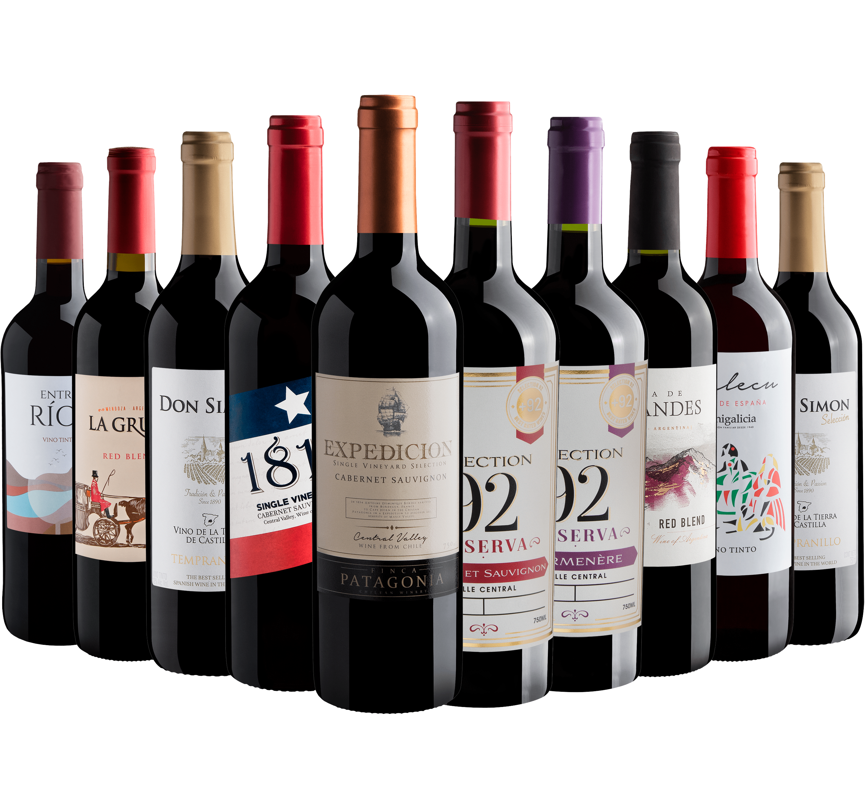 Kit 10 Vinhos Tintos por R$24,90 cada garrafa*