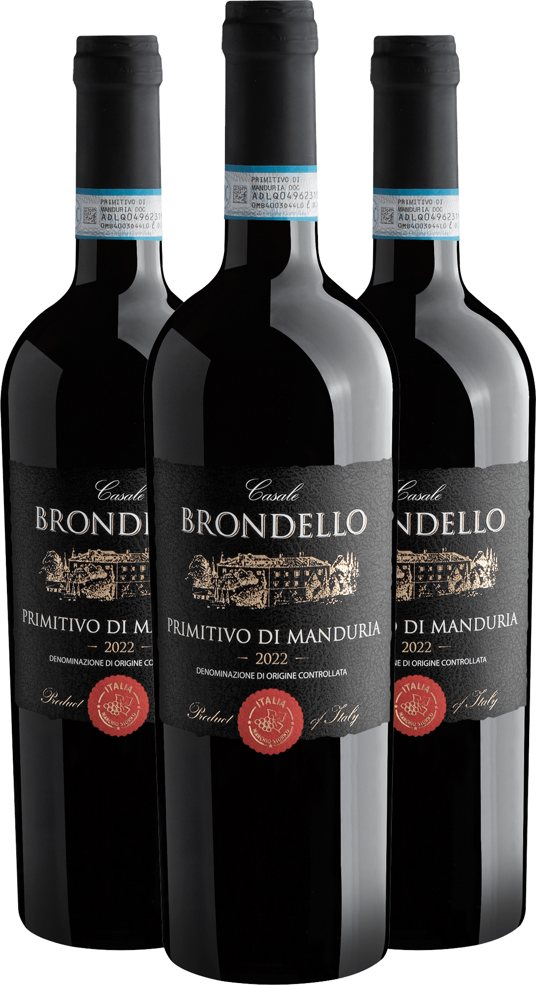 Kit 3 Casale Brondello Primitivo di Manduria DOC por R$104,90 cada garrafa