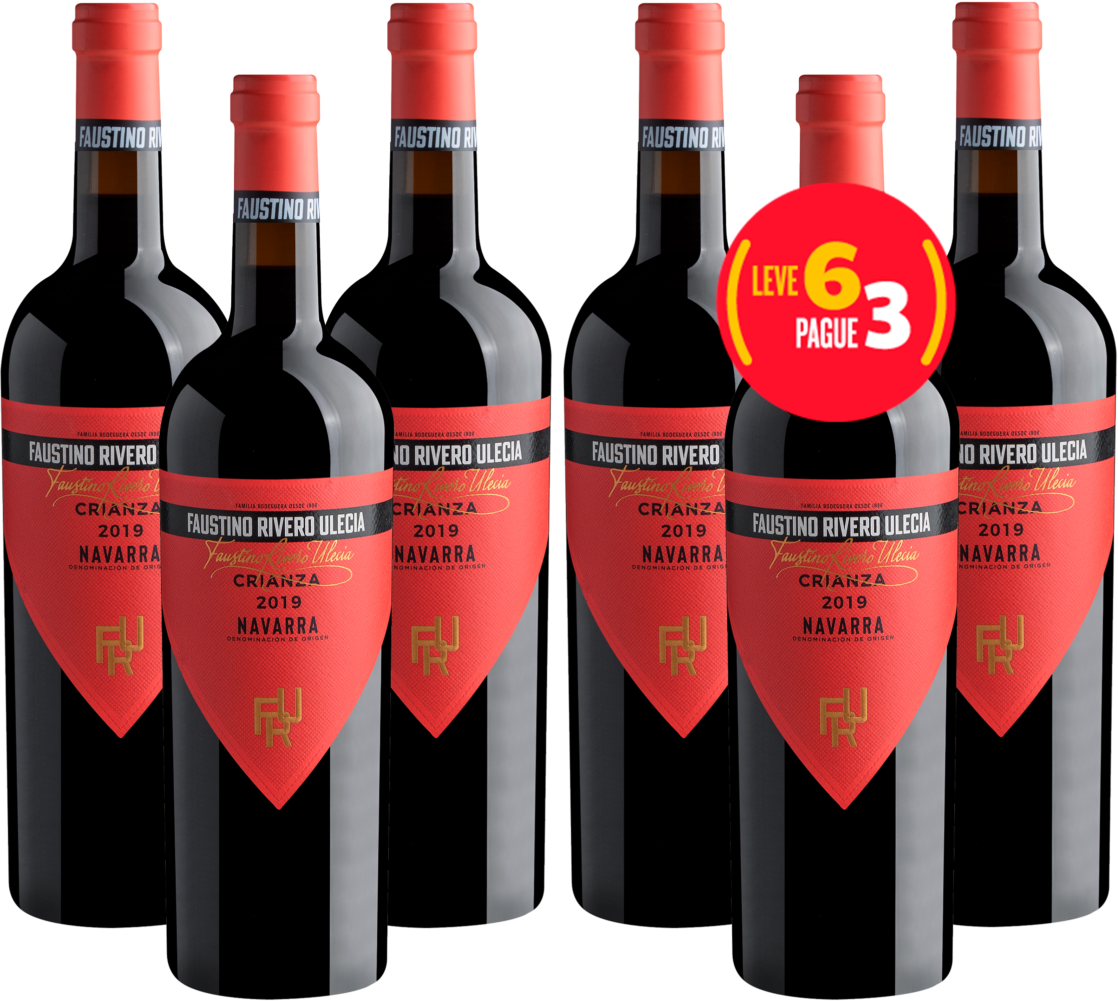 Kit Leve 6 Pague 3 Faustino Rivero Ulecia Crianza Navarra D.O.*