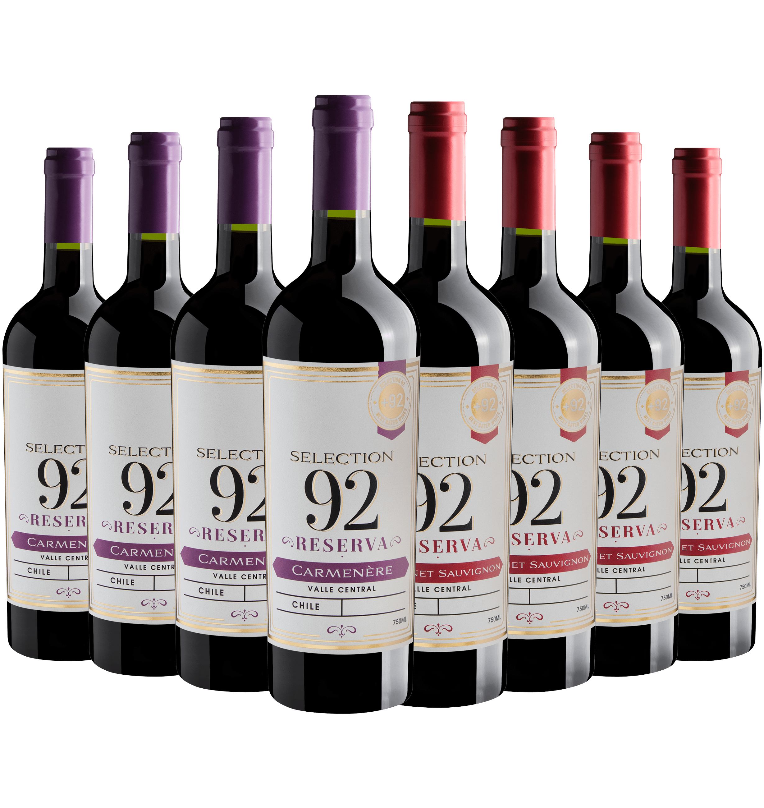 Kit Selection 92 Reserva: 4 Carménères + 4 Cabernets Sauvignons*