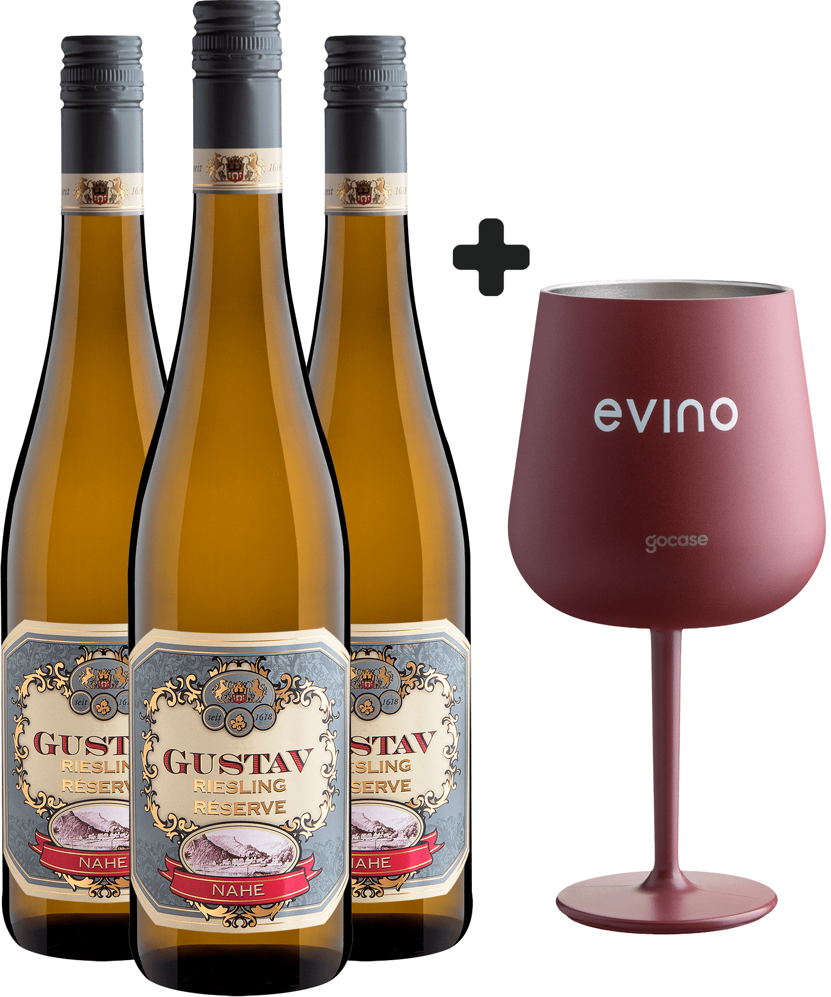 Kit 3 Gustav Riesling Réserve + Taça Térmica Premium