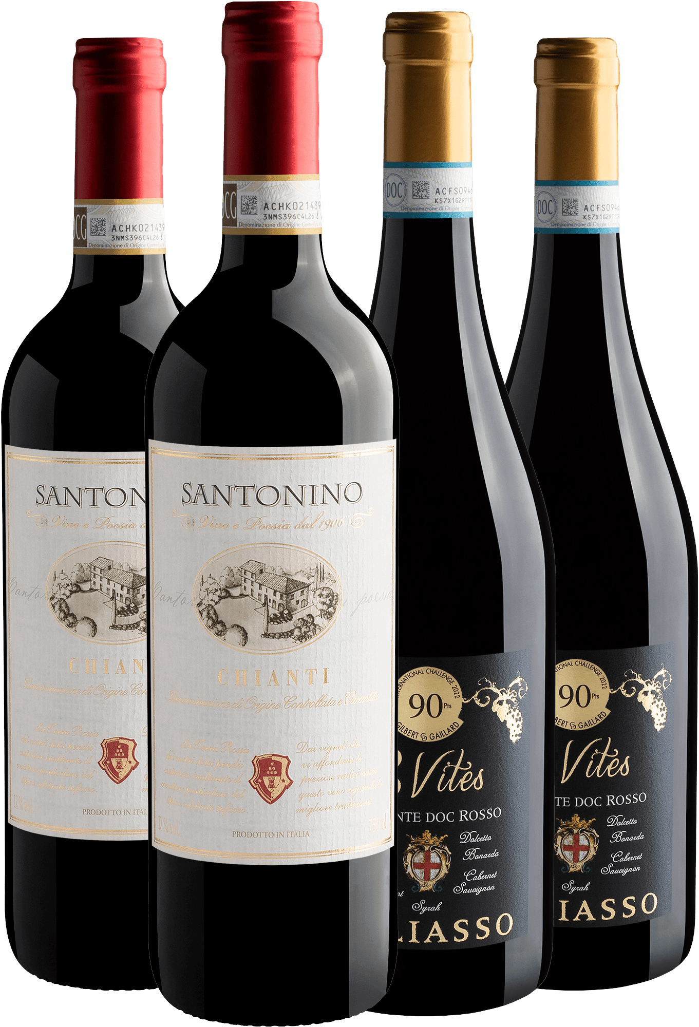 Kit Italianos | 2 Castellani Santonino + 2 Miliasso 8 Vites Rosso