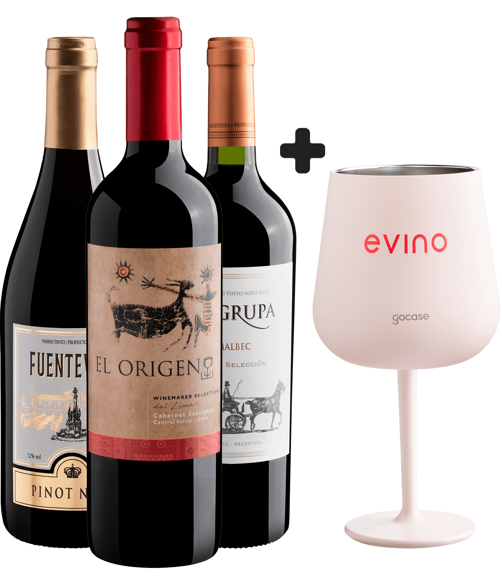 Kit 3 Vinhos Tintos + Taça Térmica Exclusiva