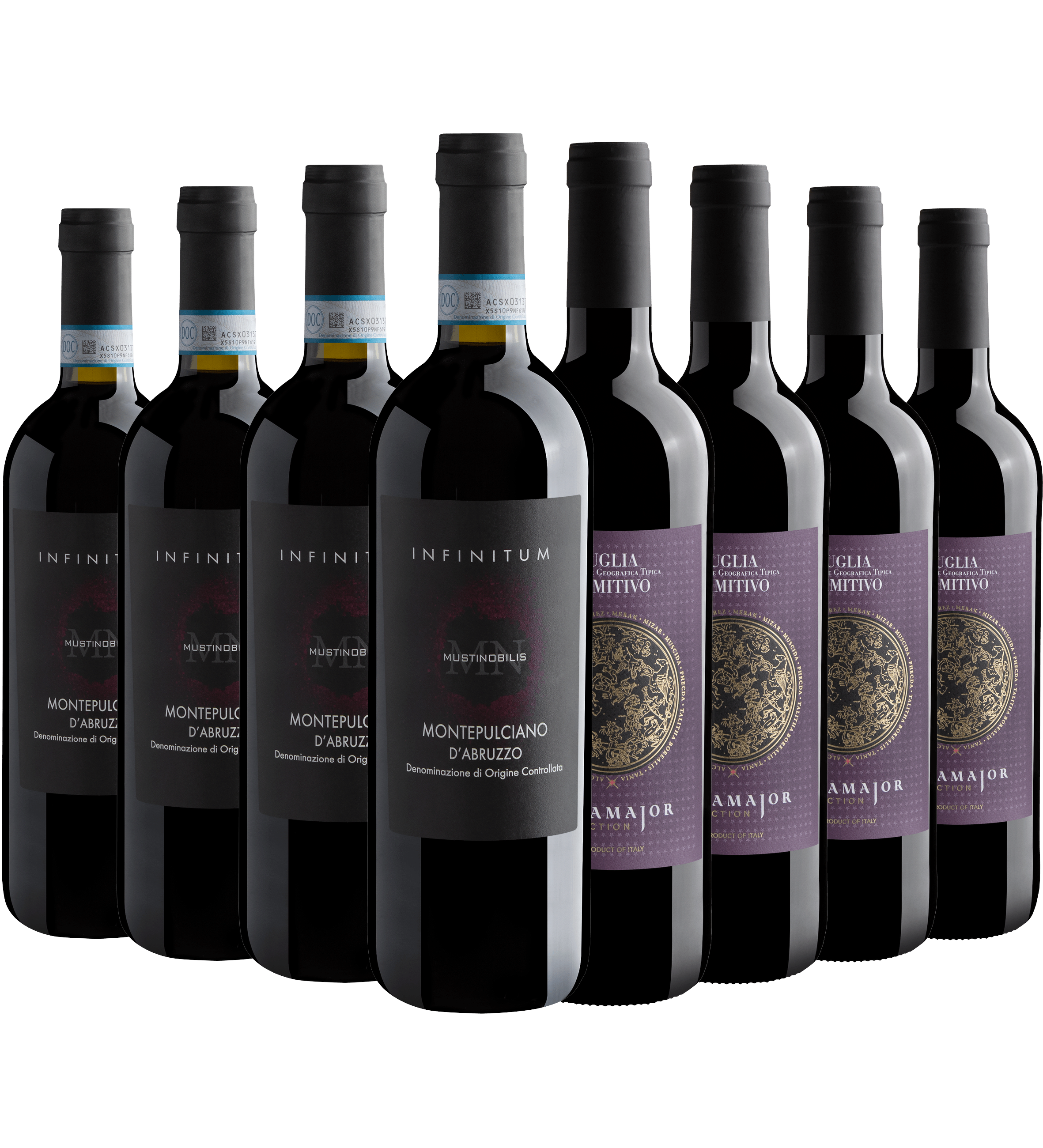 Kit 4 Montepulciano d'Abruzzo + 4 Primitivo da Puglia