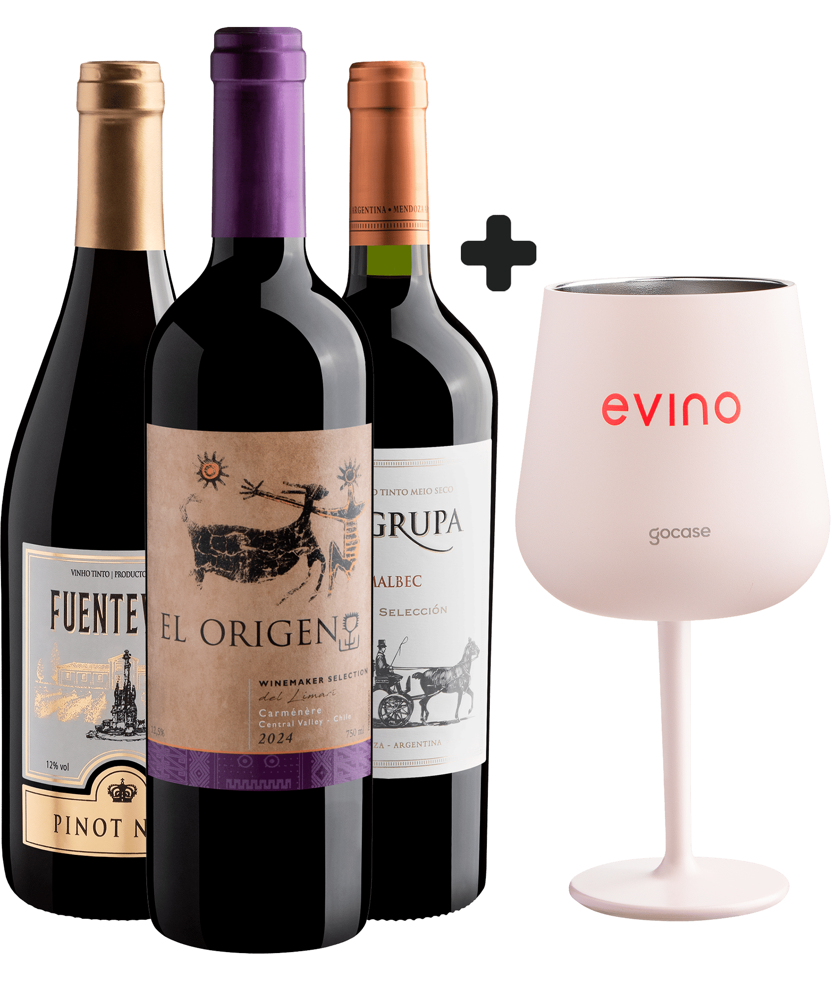 Kit 3 Vinhos Tintos + Taça Térmica Exclusiva