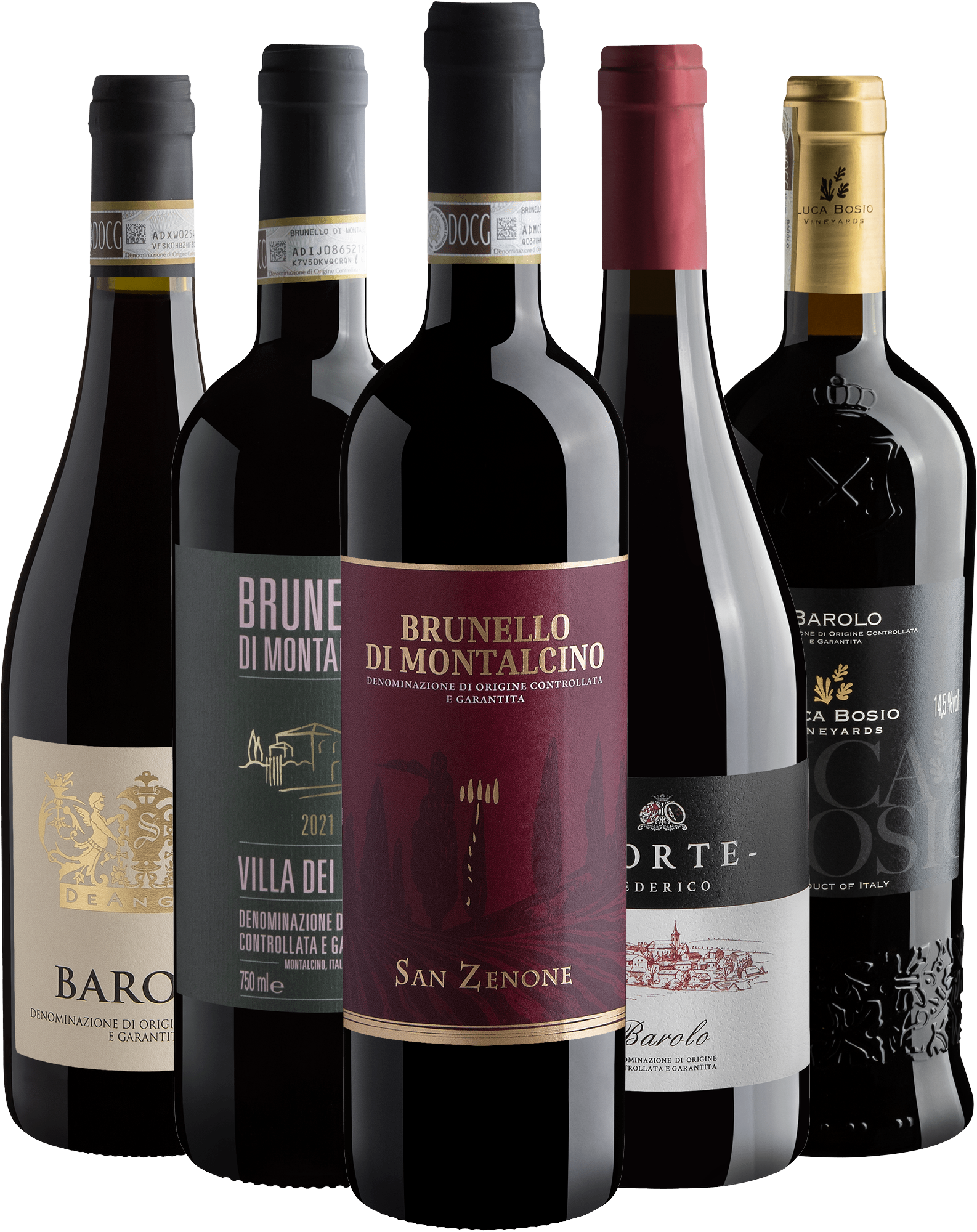 Kit 3 Barolos + 2 Brunellos di Montalcino