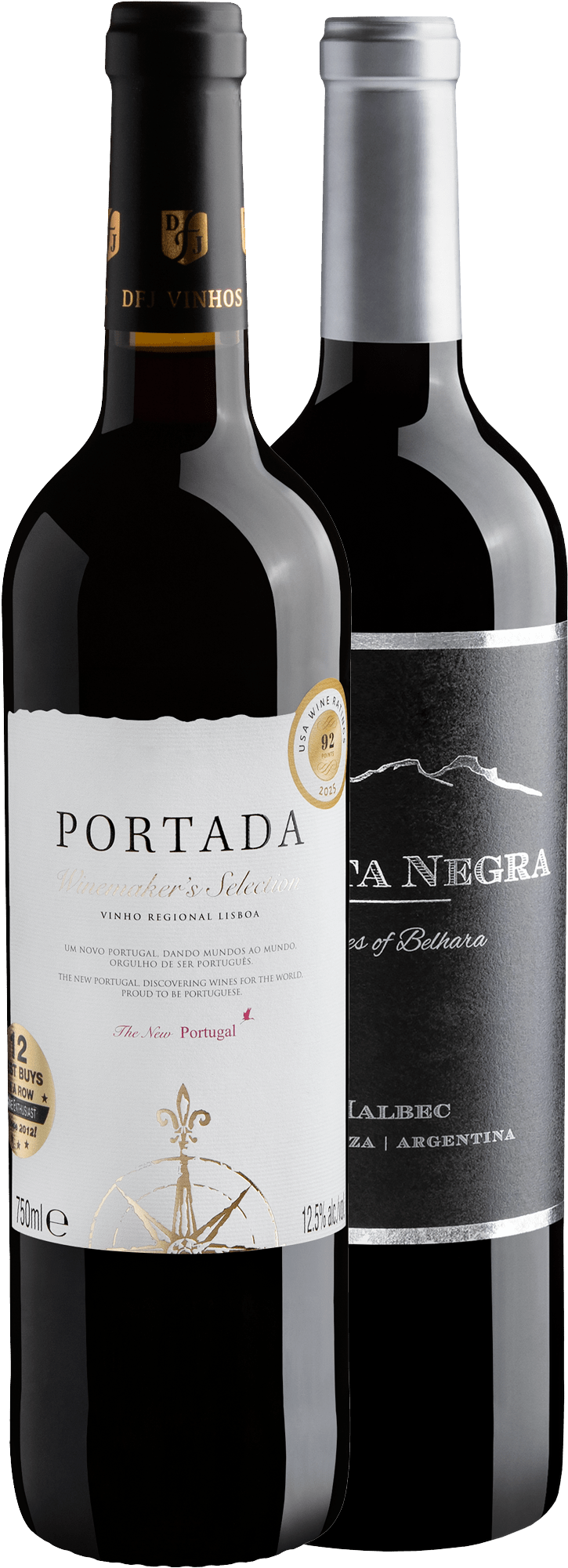 Kit 2 Best Sellers da Evino | 1 Portada Winemaker's + 1 Punta Negra Malbec