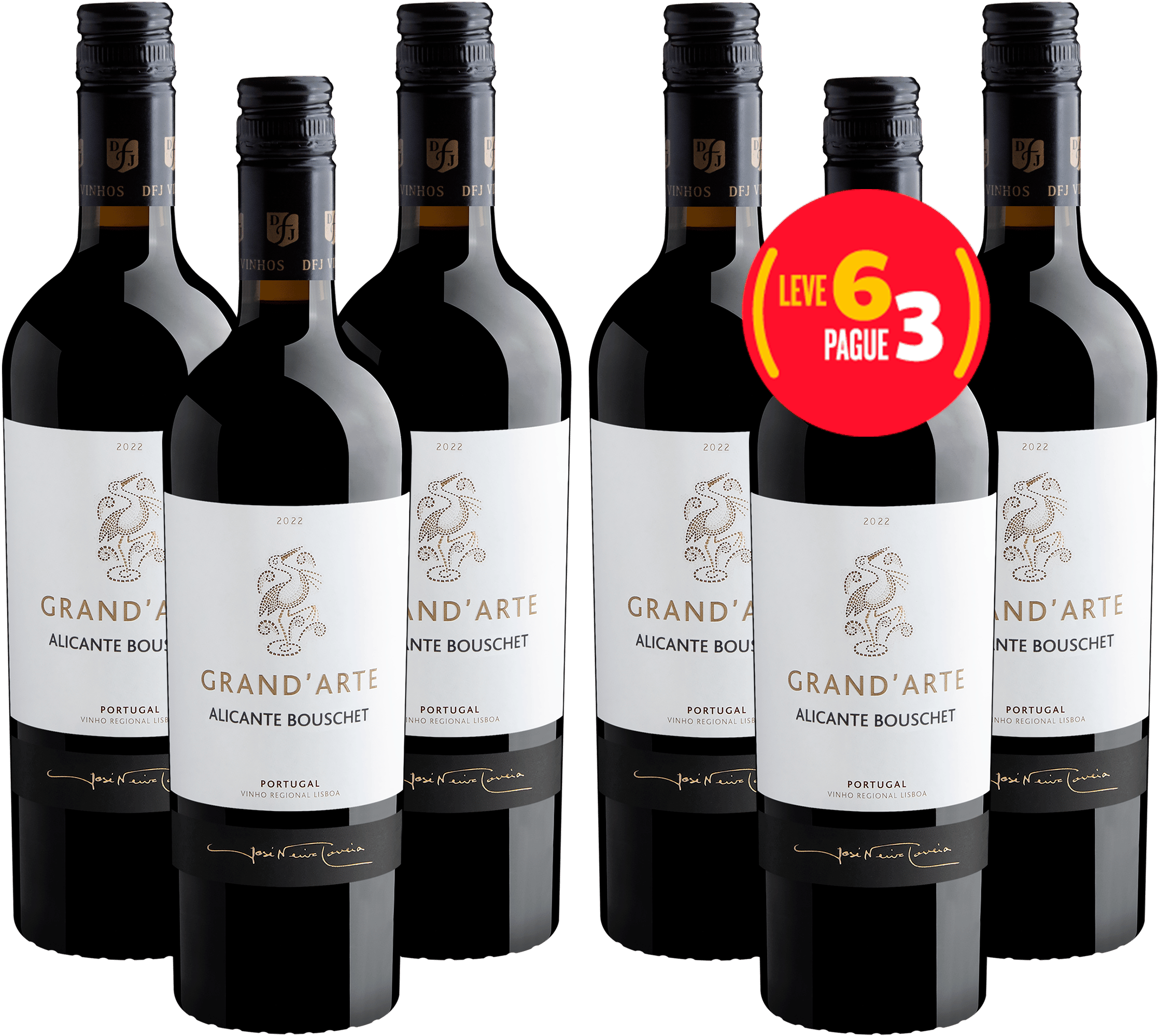 Kit Leve 6 Pague 3 Grand'Arte Alicante Bouschet Vinho Regional Lisboa