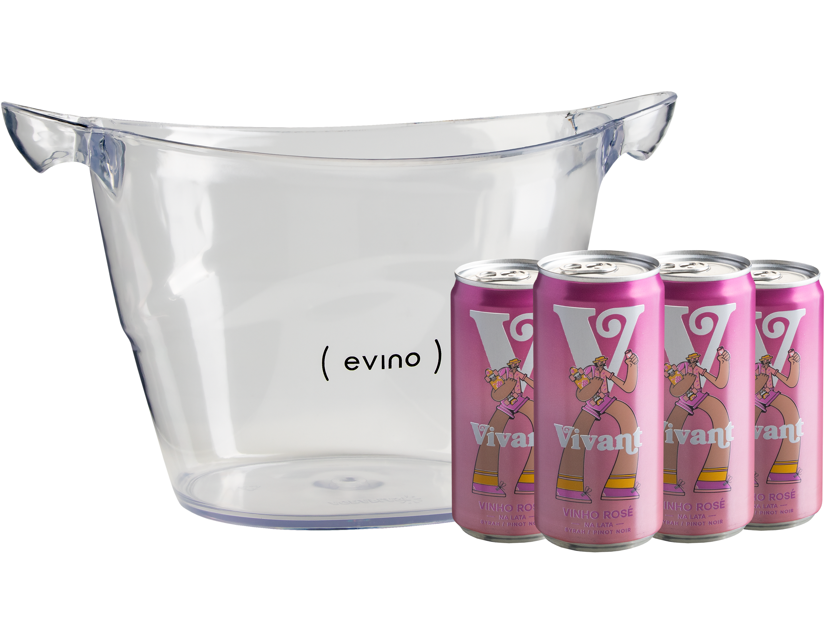 Kit Vinho na Lata Rosé + Champanheira