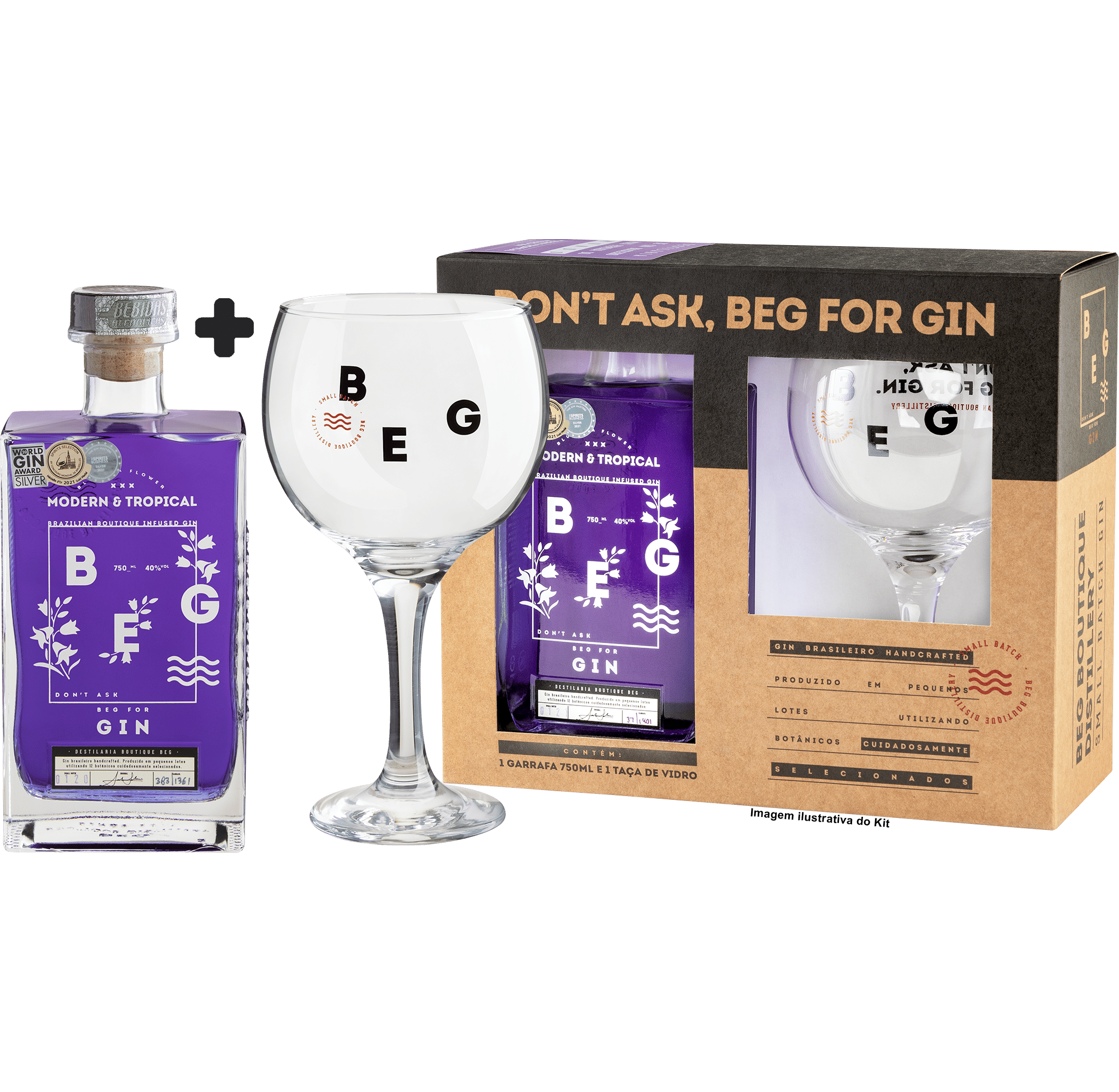 Kit BEG Modern & Tropical Gin - 750mL + Taça