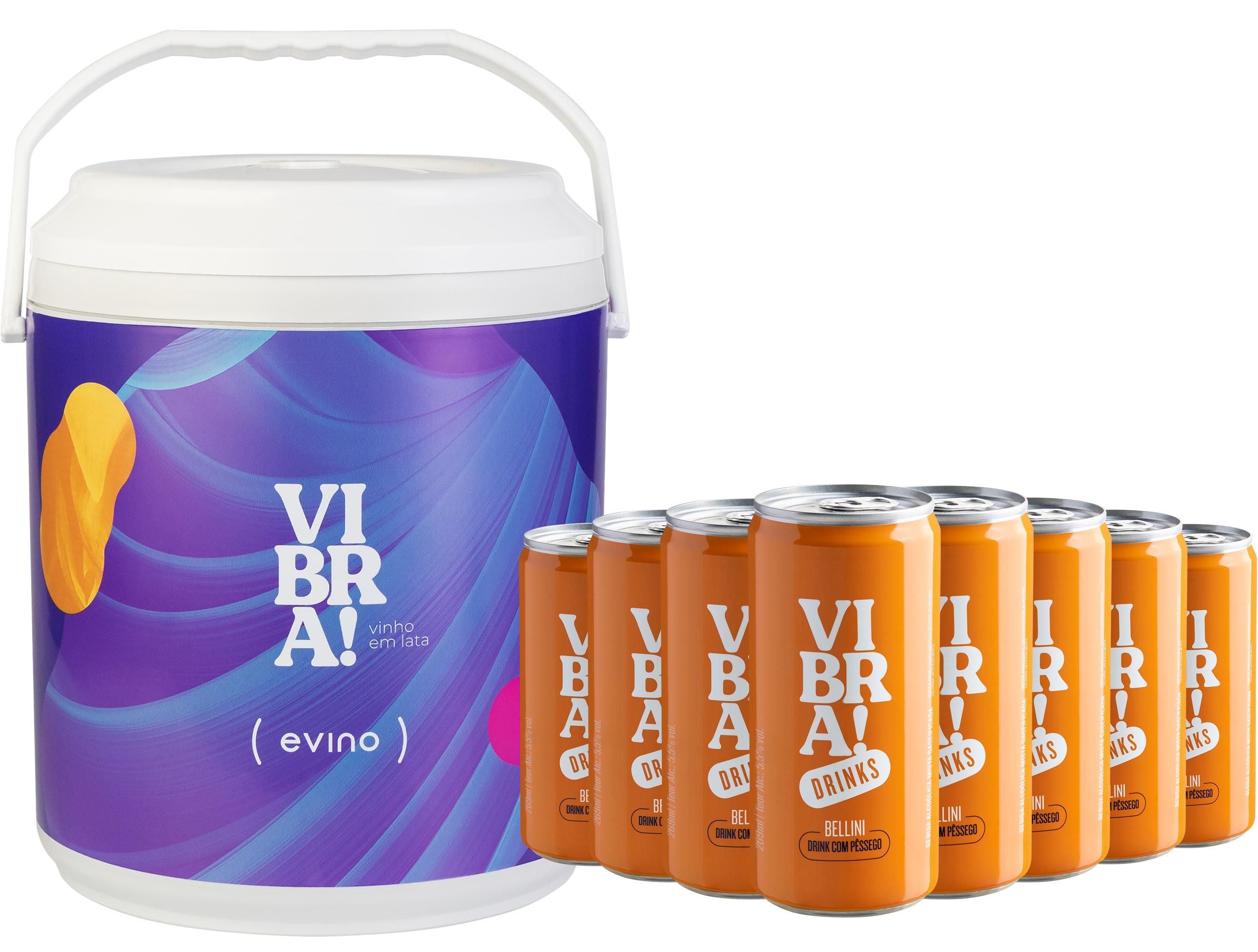 Kit Vibra! Drinks - 8 Latas de Bellini + Cooler Exclusivo