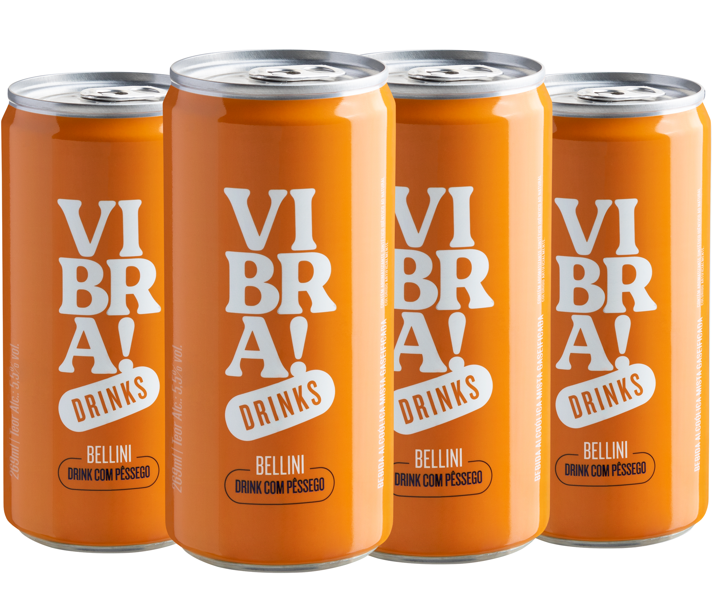 Kit 4 Vibra! Drinks - Bellini | R$16,90 cada lata