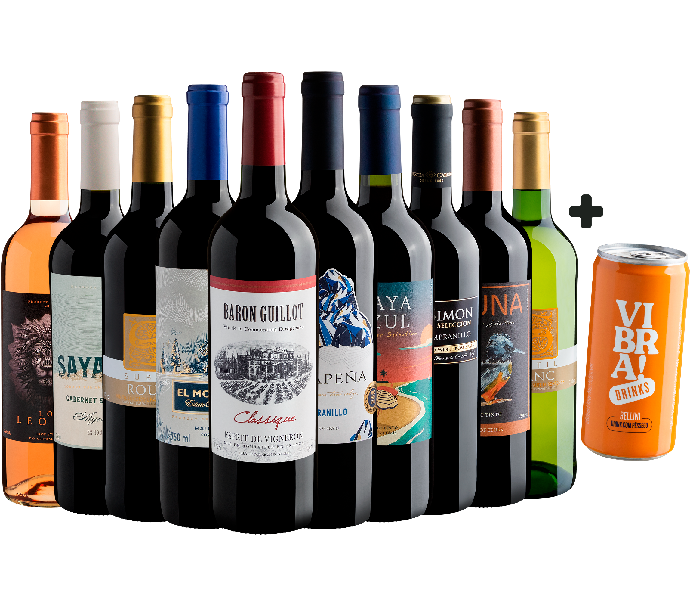 Kit 10 por R$299,90 + Vibra! Drinks Bellini Grátis