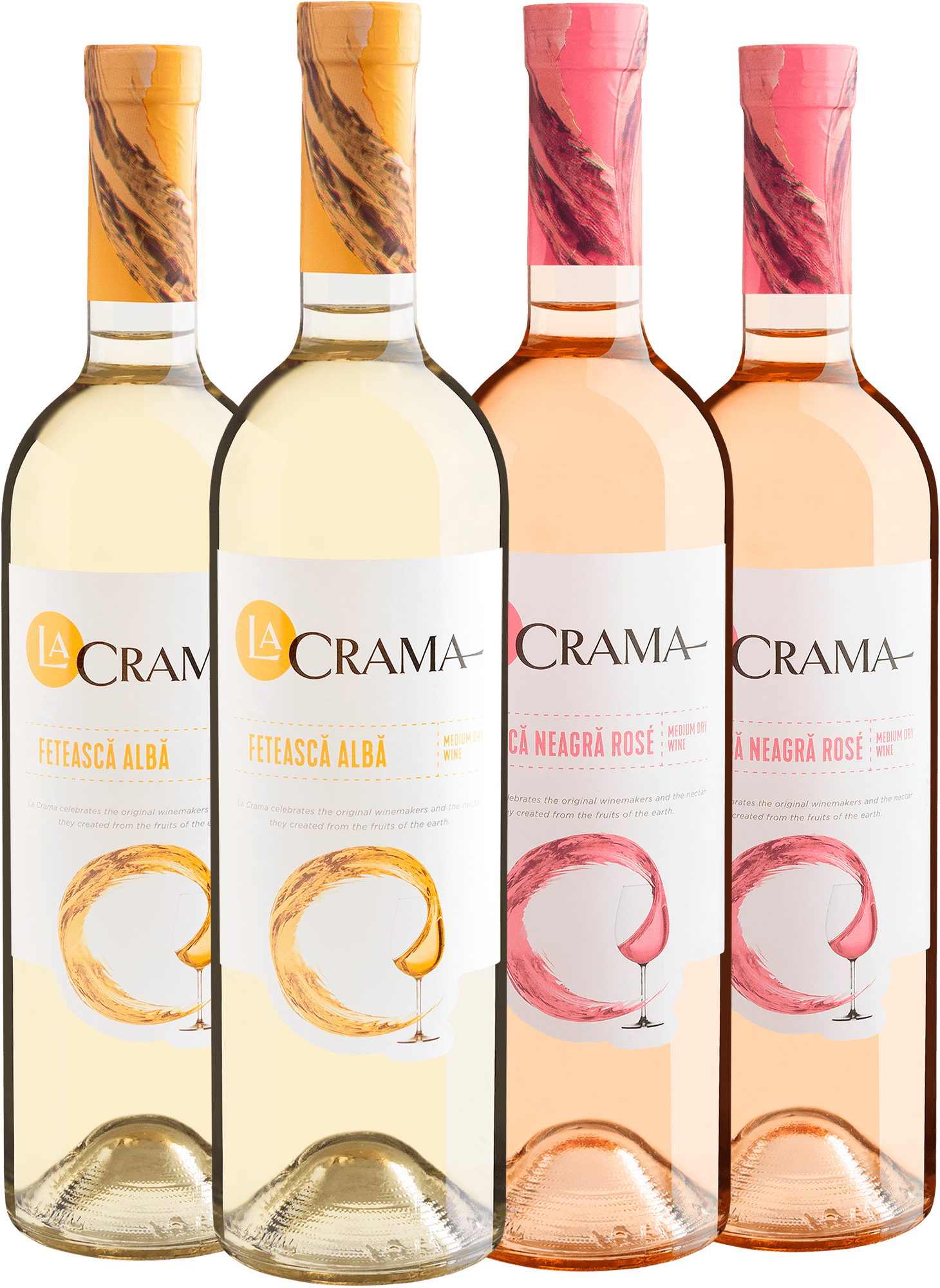 Kit La Crama: 2 Branco + 2 Rosé por R$34,90 cada garrafa