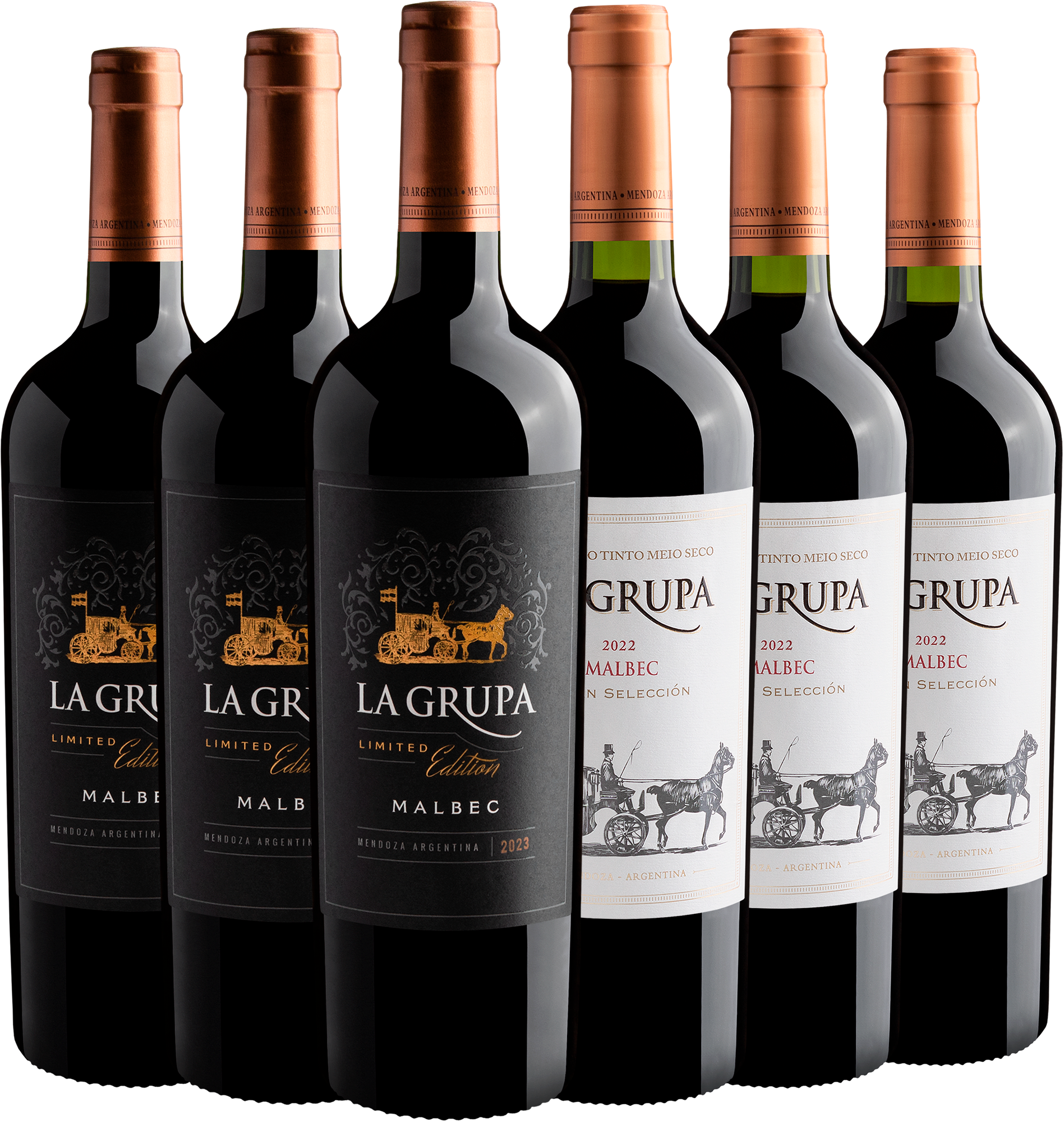 Kit La Grupa Malbec: 3 Gran Selección + 3 Limited Edition por R$27,90 cada garrafa