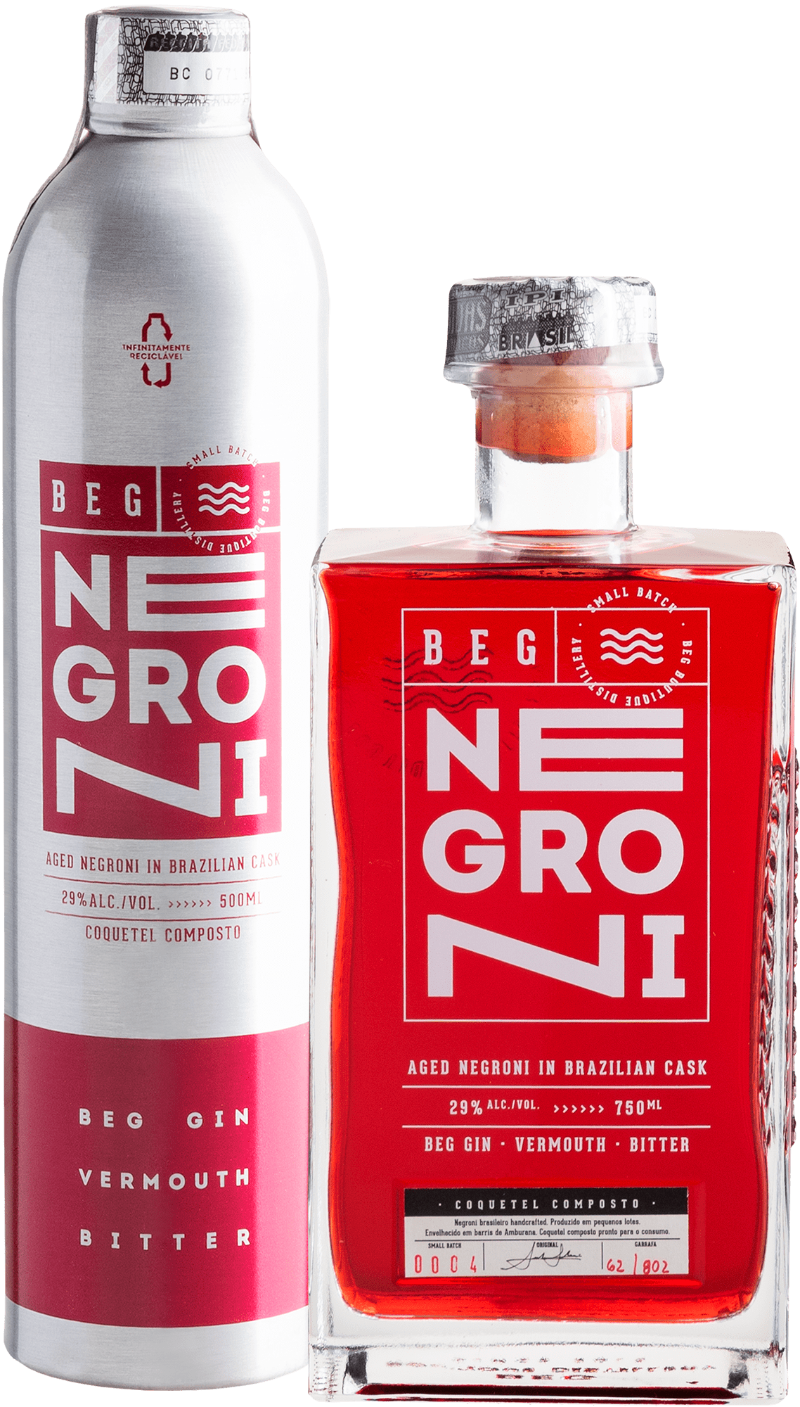 Kit BEG Negroni - 750mL + Refil BEG Negroni - 500mL