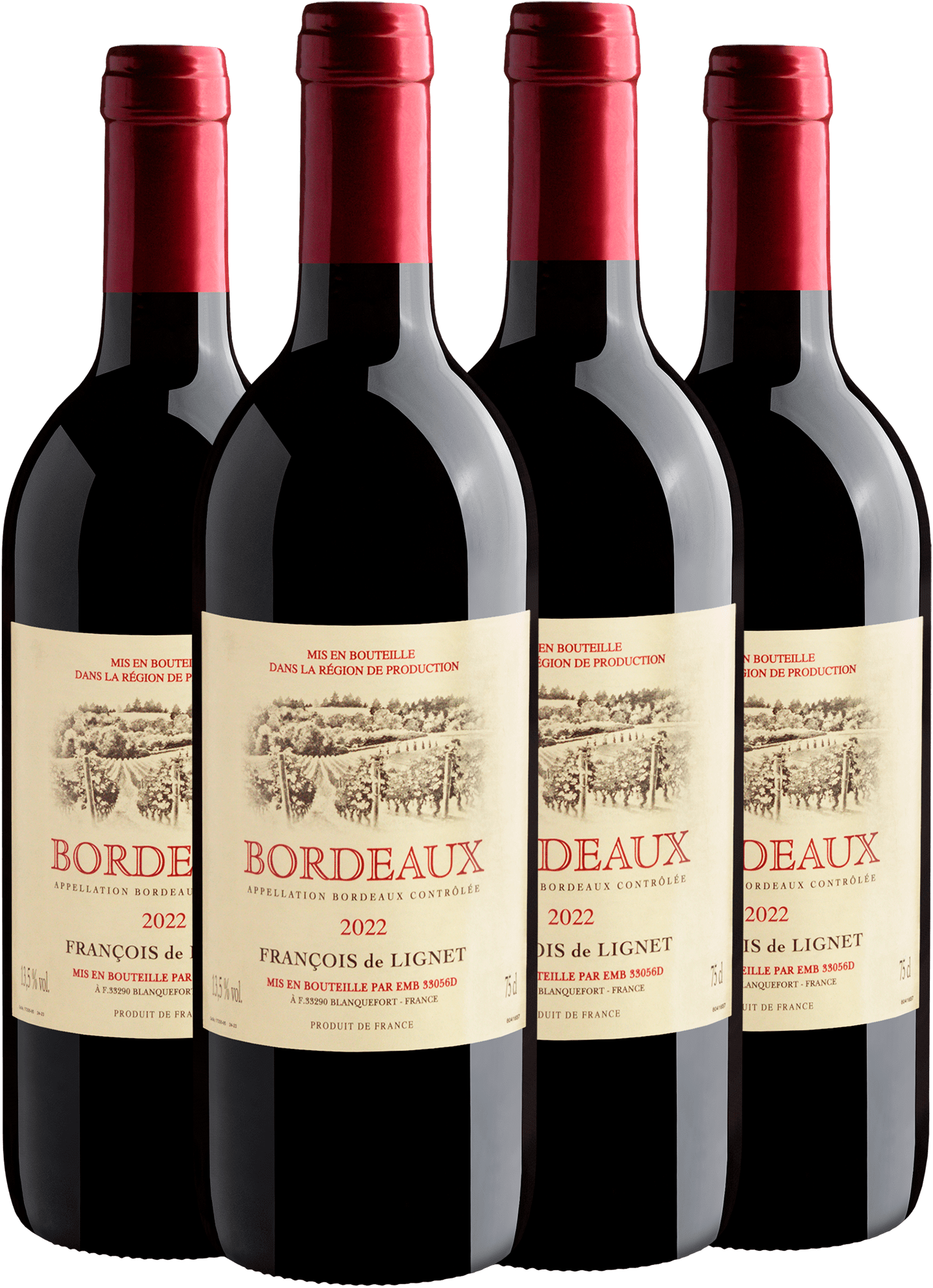 Kit 4 François de Lignet Bordeaux AOC por R$44,90 cada garrafa