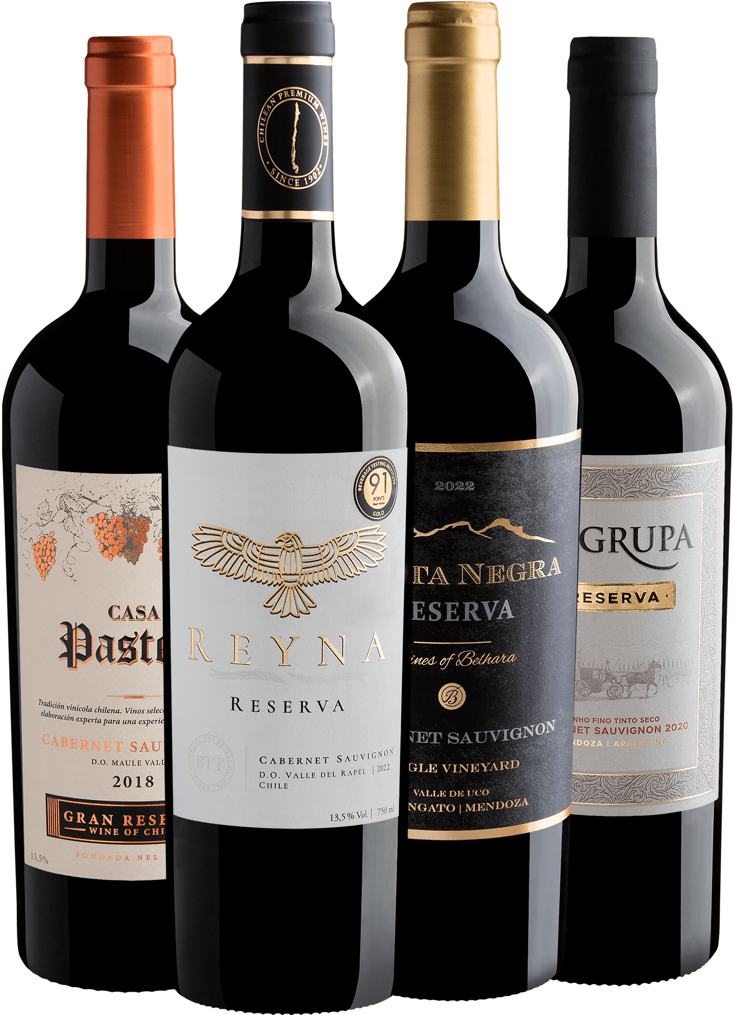 Kit 4 Cabernets Sauvignons Reserva por R$54,90 cada garrafa